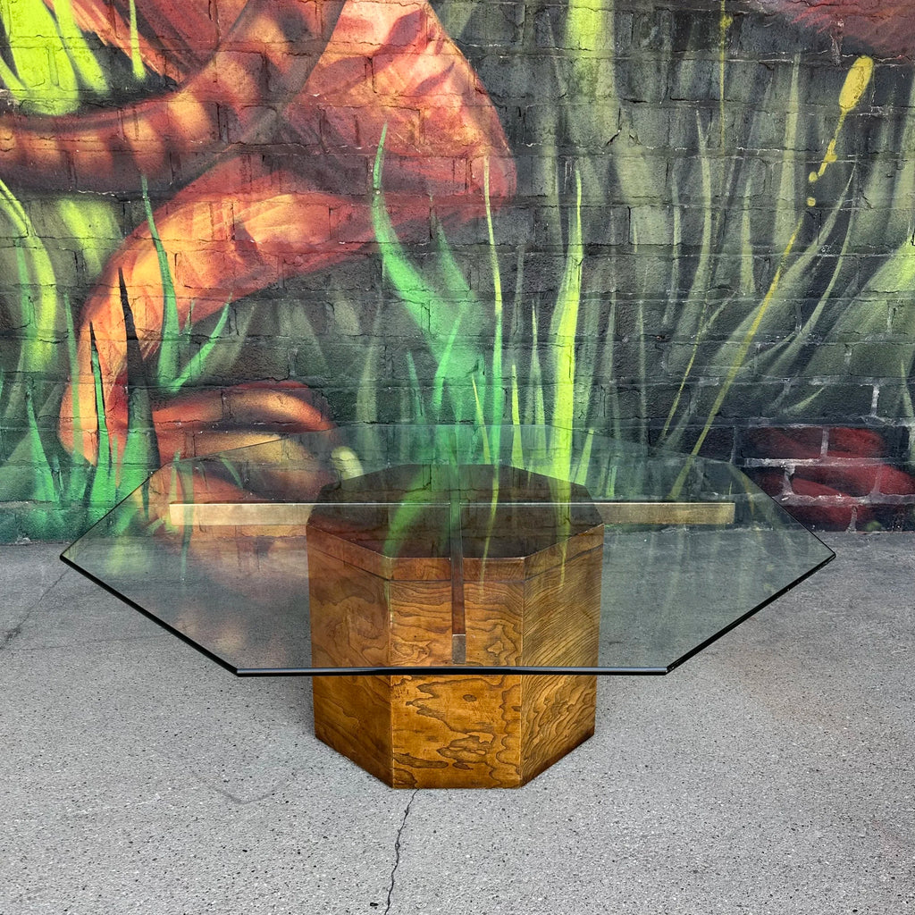 Lane Walnut Burl Octagonal Coffee Table Mid Century Modern