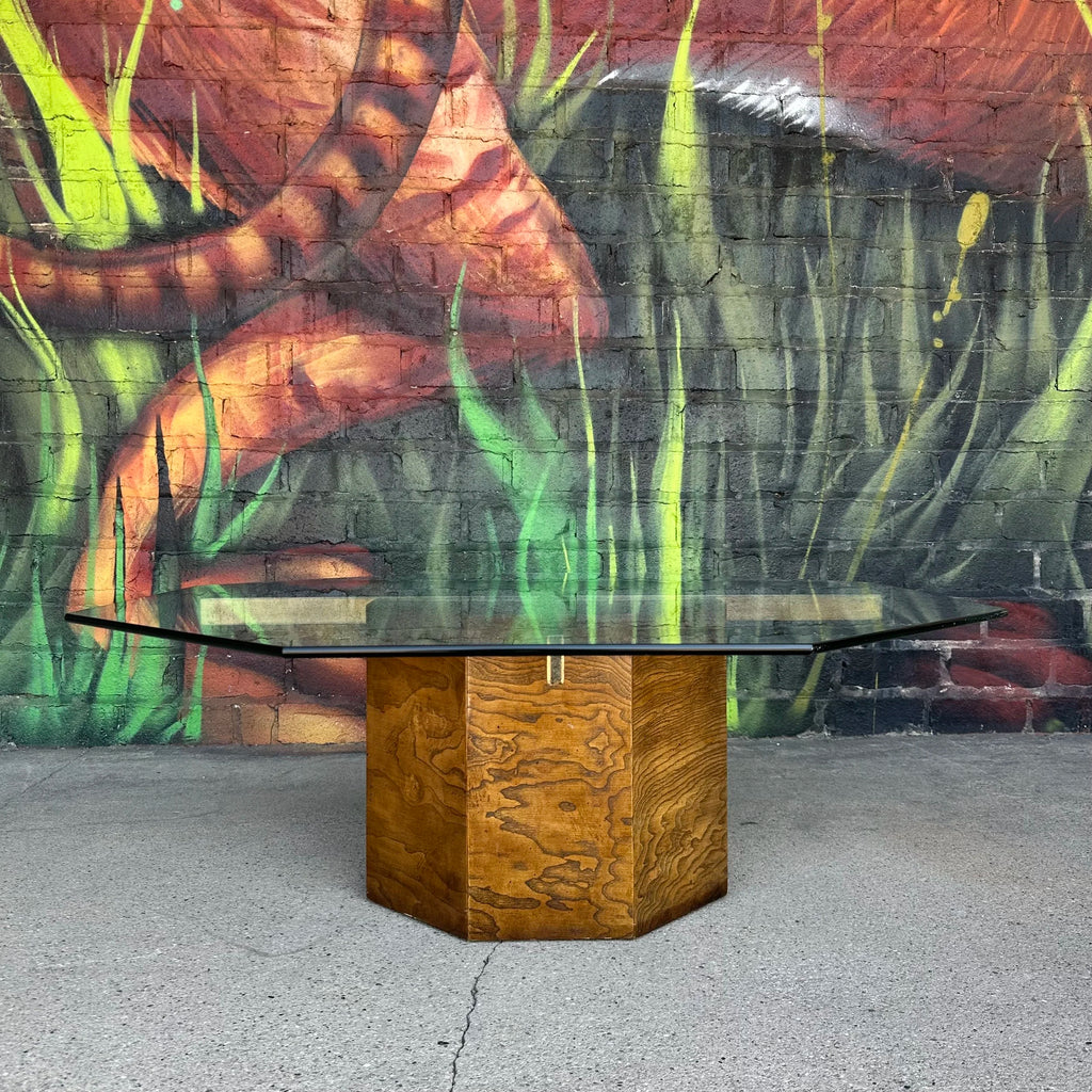 Lane Walnut Burl Octagonal Coffee Table Mid Century Modern