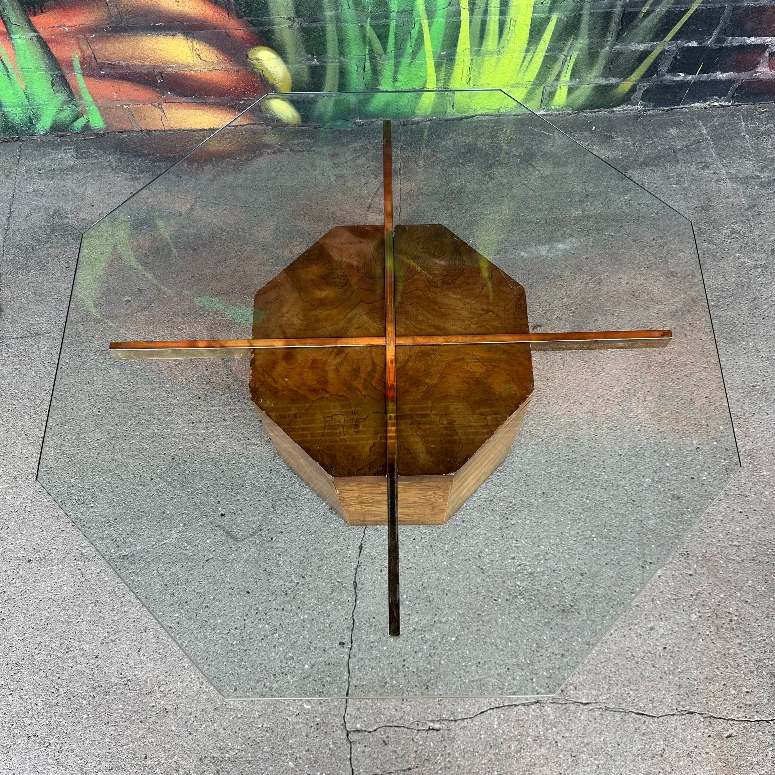 Lane Walnut Burl Octagonal Coffee Table Mid Century Modern