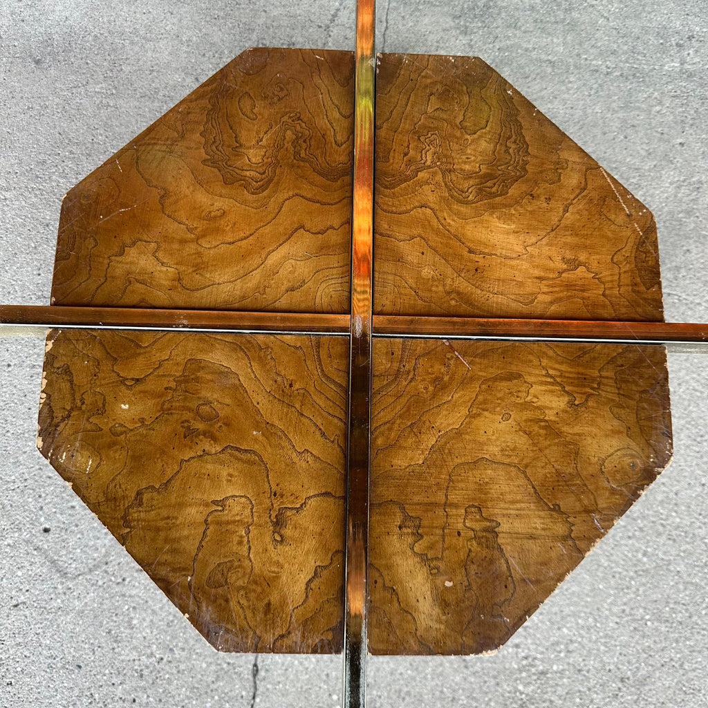 Lane Walnut Burl Octagonal Coffee Table Mid Century Modern