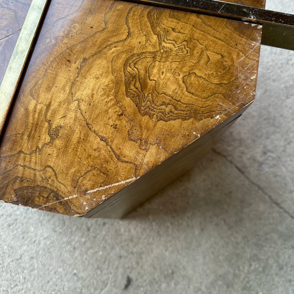 Lane Walnut Burl Octagonal Coffee Table Mid Century Modern