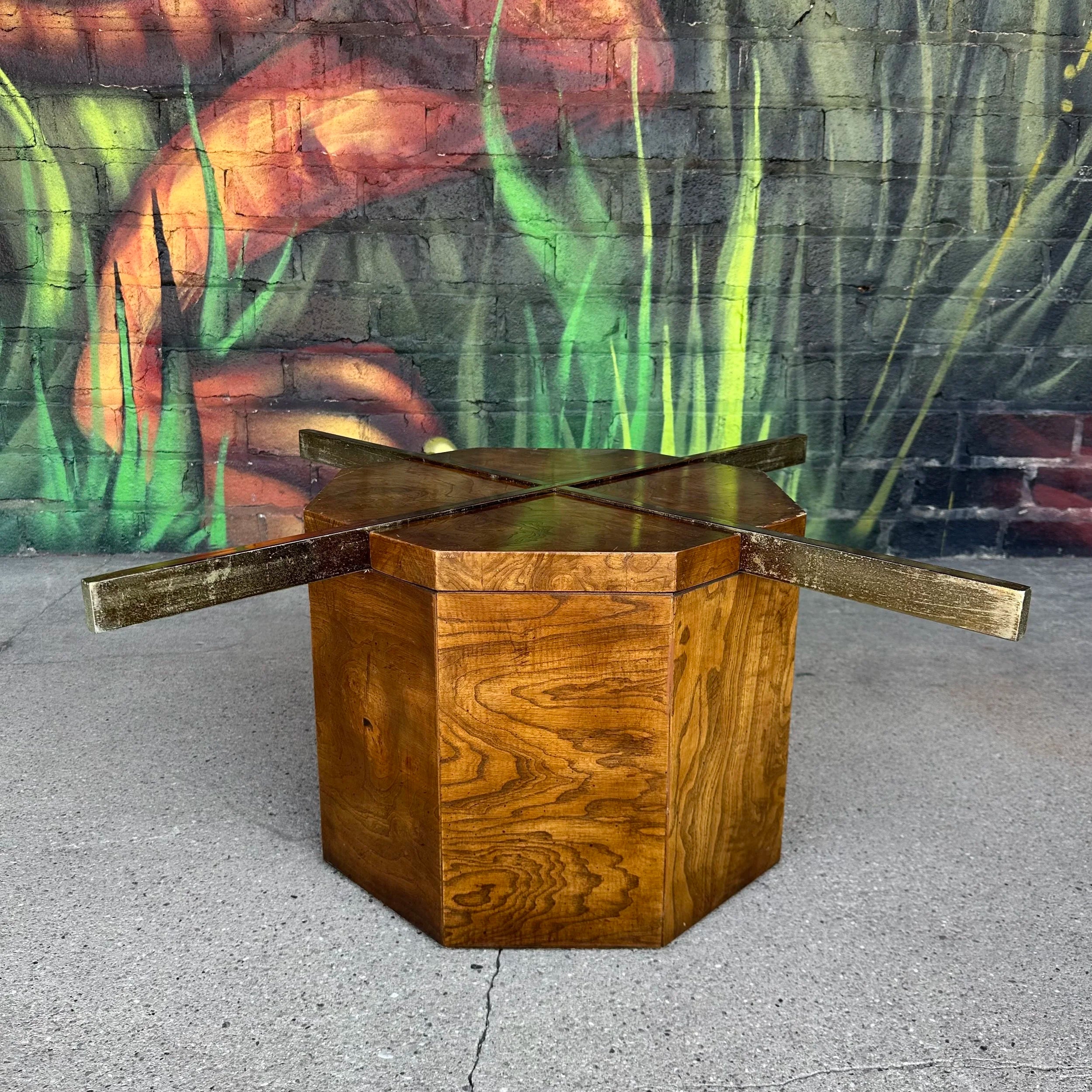 Lane Walnut Burl Octagonal Coffee Table Mid Century Modern
