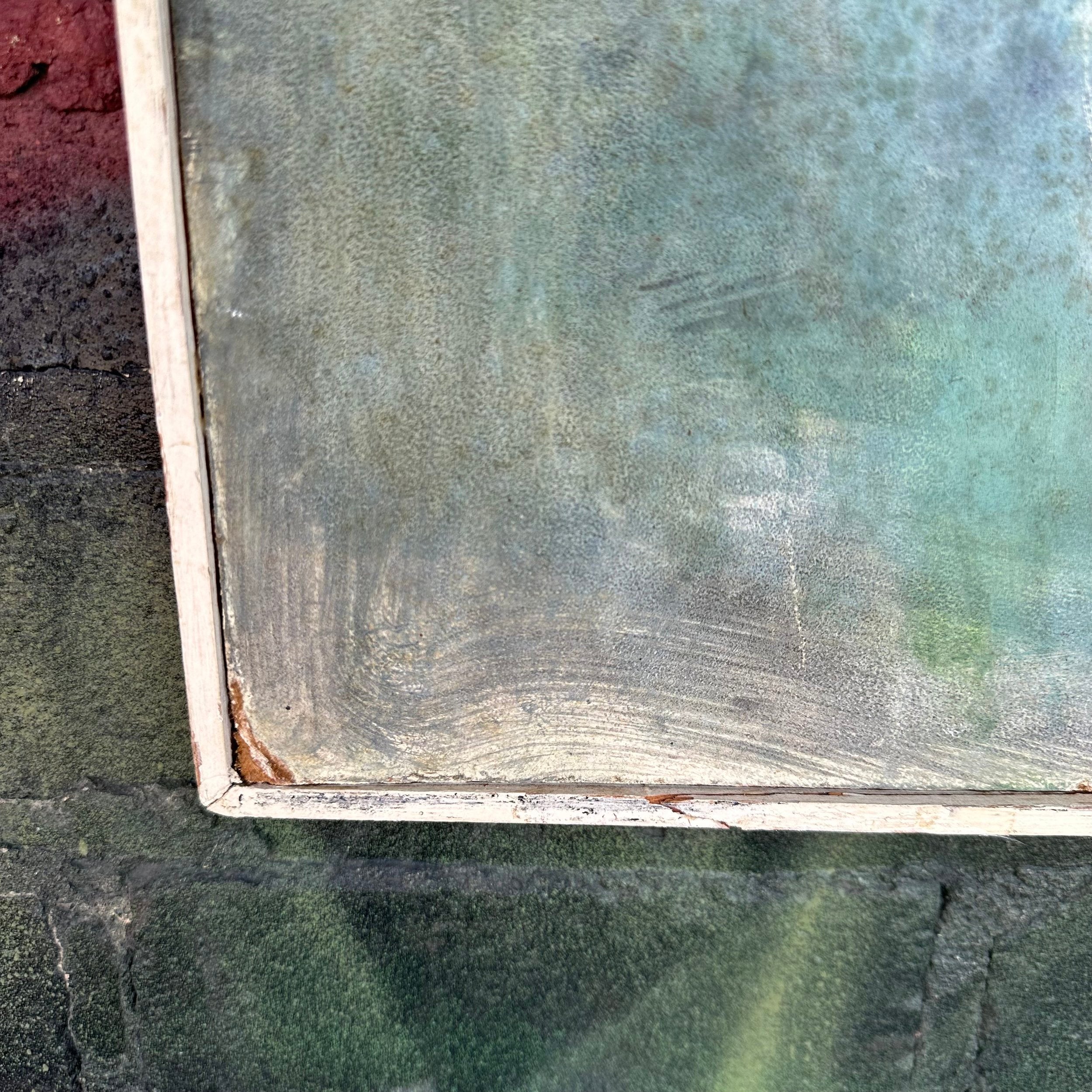 Mid 20th Century Framed Abstract Painting by H Norman Schnepf Titled “Emerging Solids I”