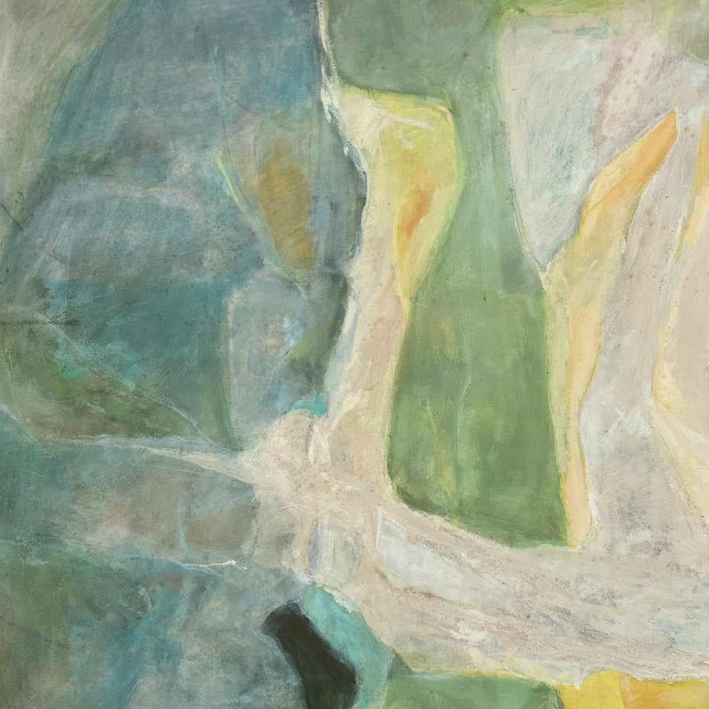 Mid 20th Century Framed Abstract Painting by H Norman Schnepf Titled “Emerging Solids I”