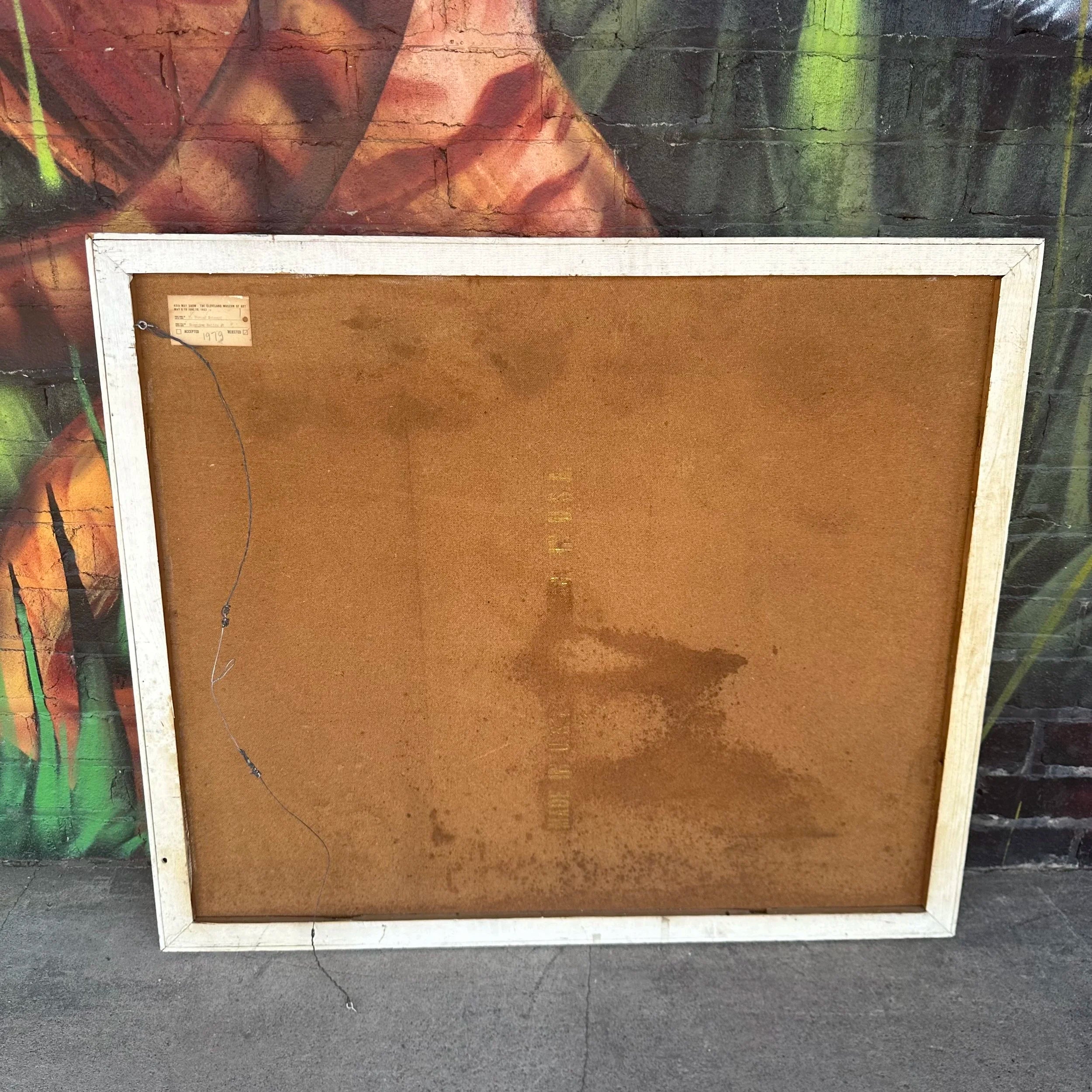 Mid 20th Century Framed Abstract Painting by H Norman Schnepf Titled “Emerging Solids I”