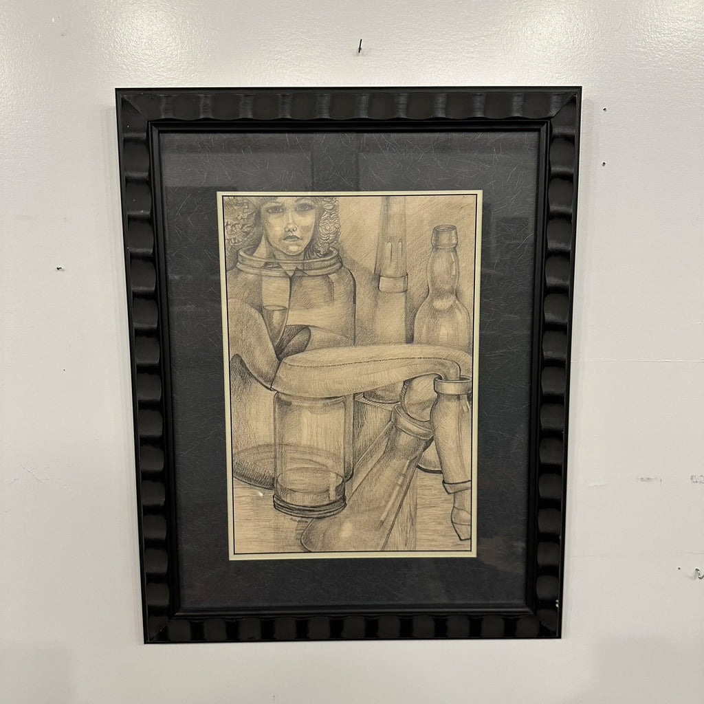 Mid 20th Century Framed Pencil Drawing by H Norman Schnepf