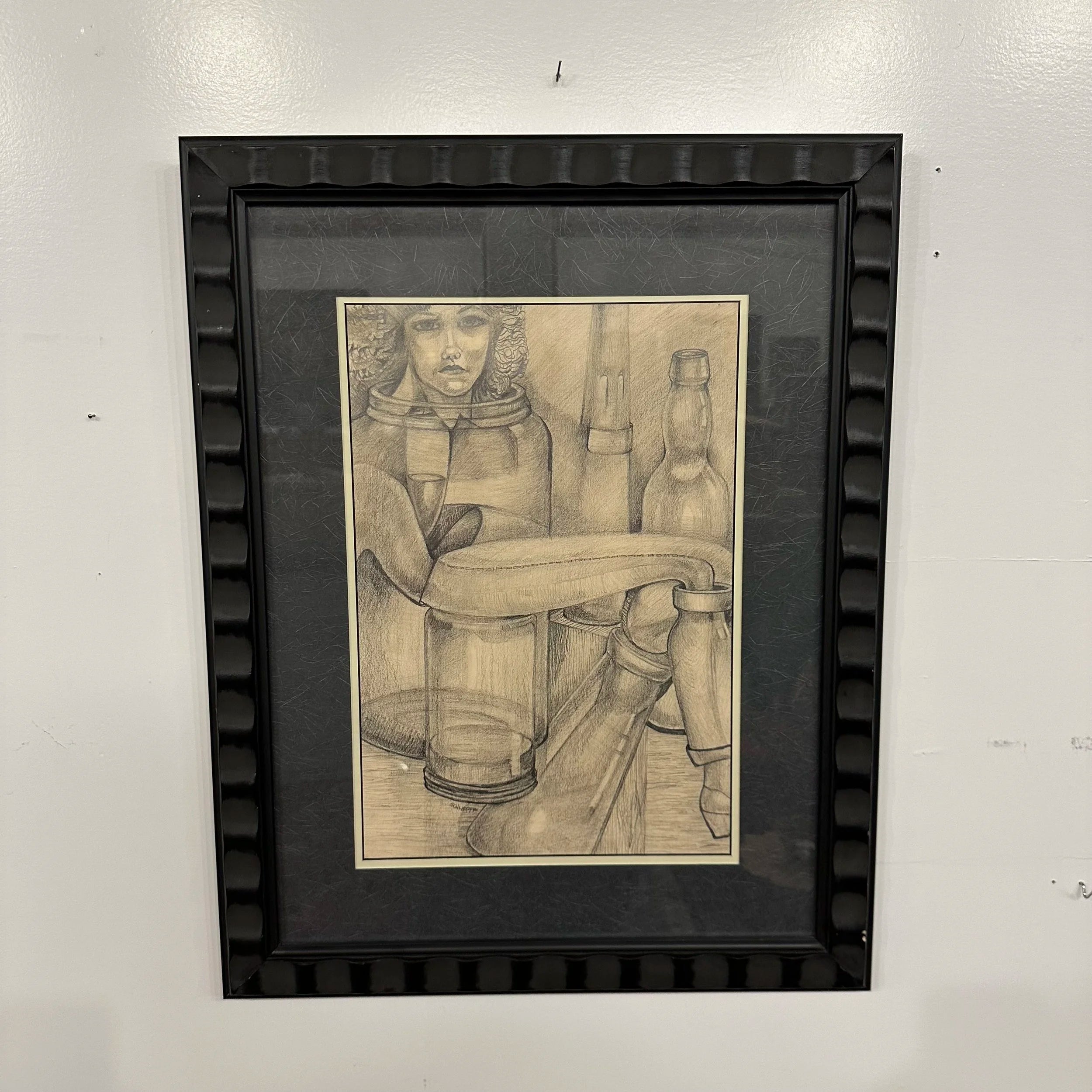 Mid 20th Century Framed Pencil Drawing by H Norman Schnepf