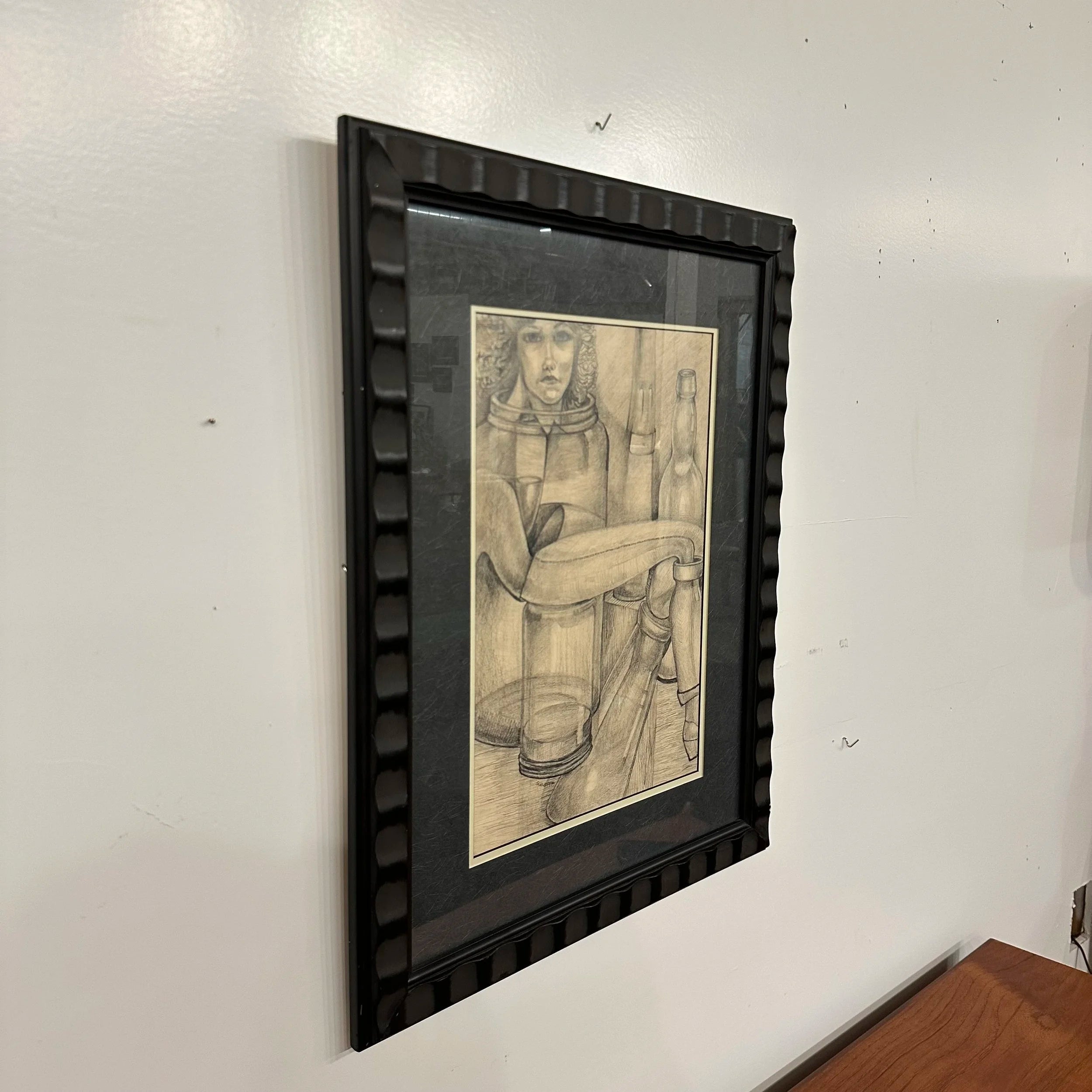 Mid 20th Century Framed Pencil Drawing by H Norman Schnepf