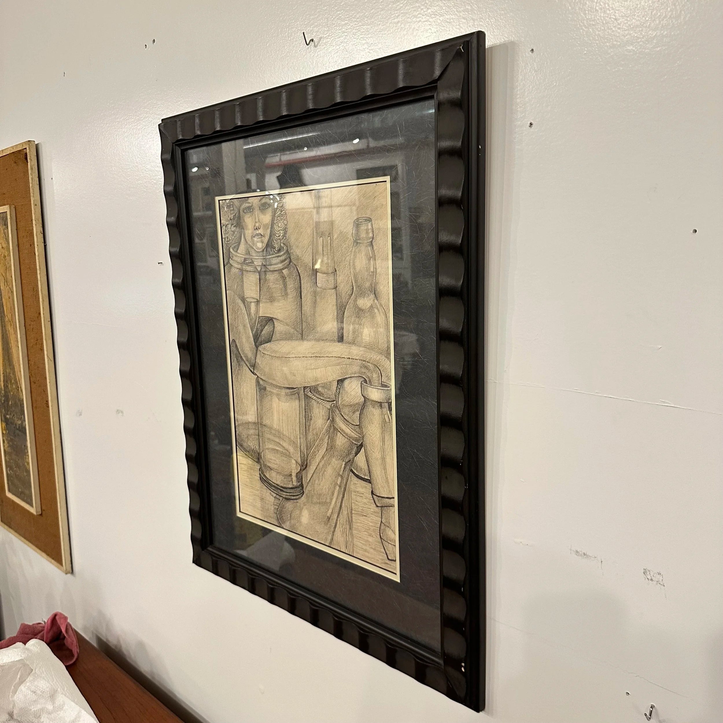 Mid 20th Century Framed Pencil Drawing by H Norman Schnepf