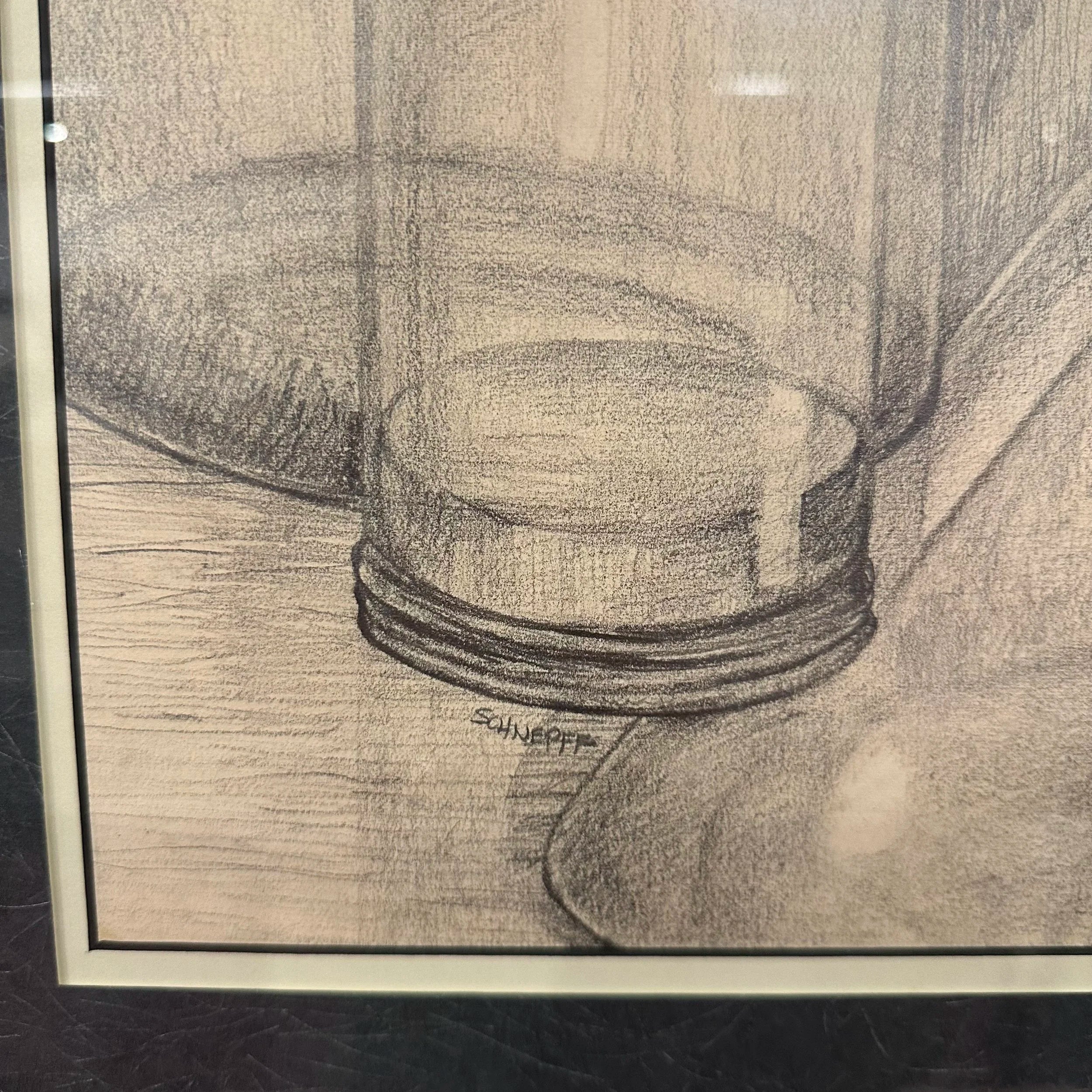 Mid 20th Century Framed Pencil Drawing by H Norman Schnepf