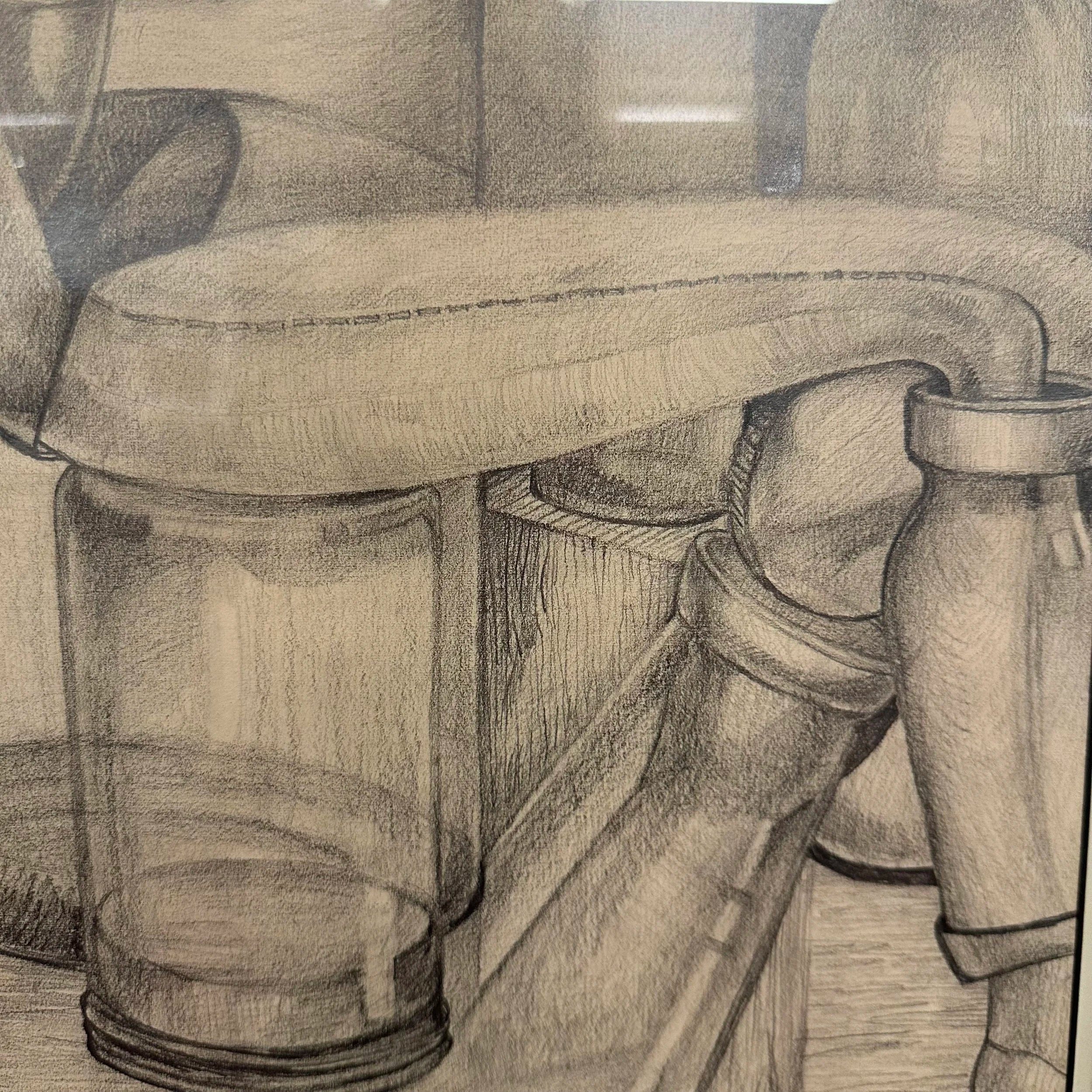 Mid 20th Century Framed Pencil Drawing by H Norman Schnepf