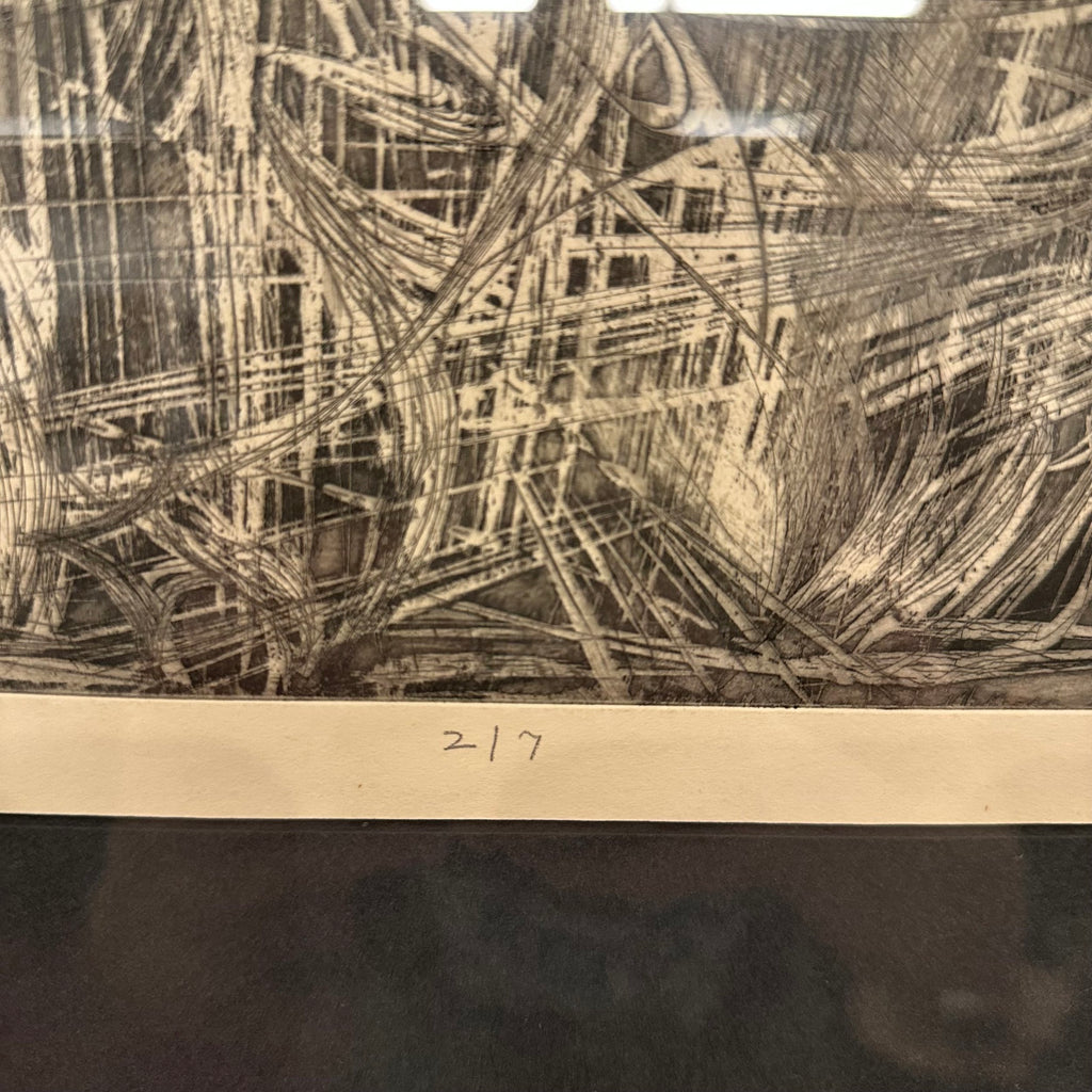 Mid 20th Century Abstract Block Print “Pollenation” by H Norman Schnepf 2/7
