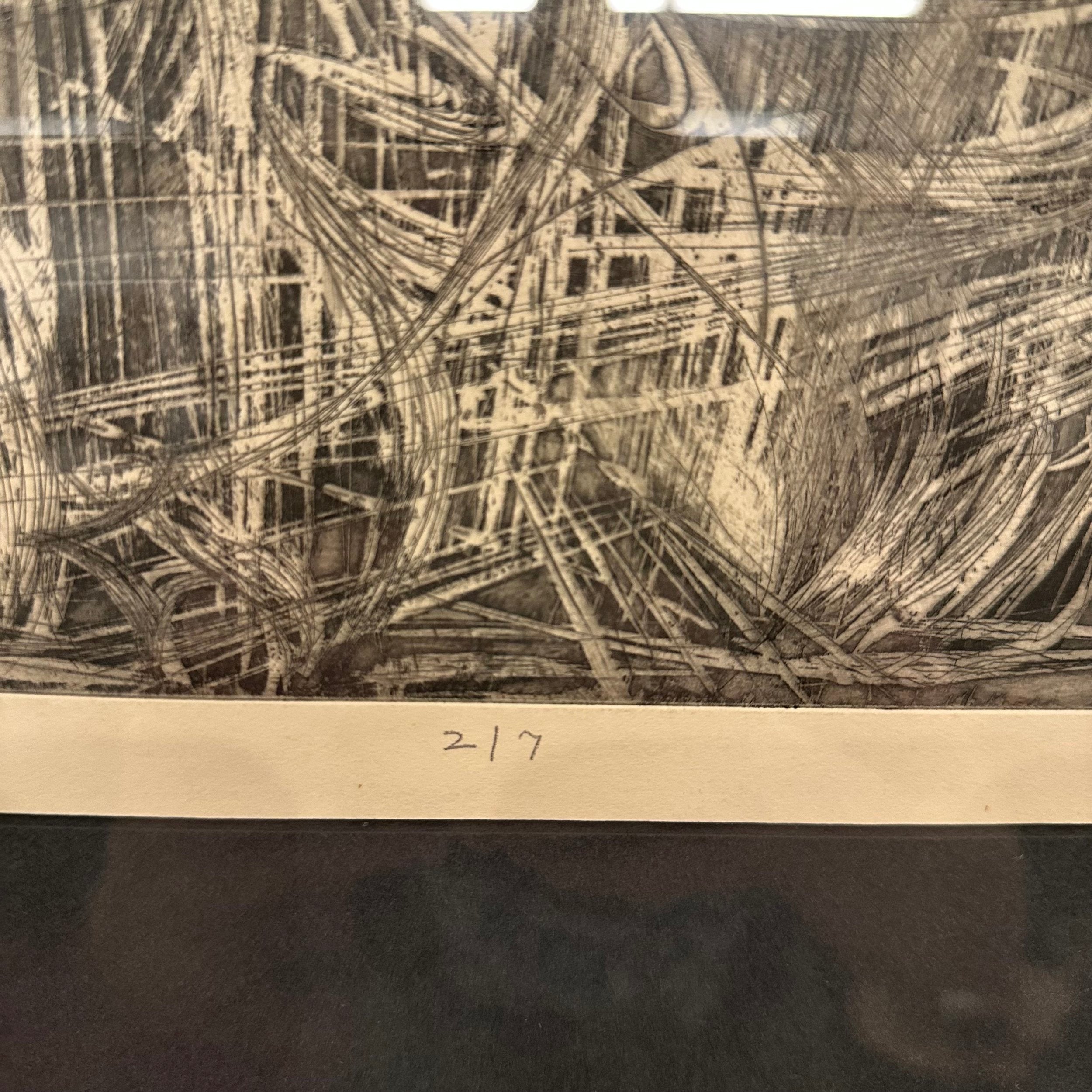 Mid 20th Century Abstract Block Print “Pollenation” by H Norman Schnepf 2/7