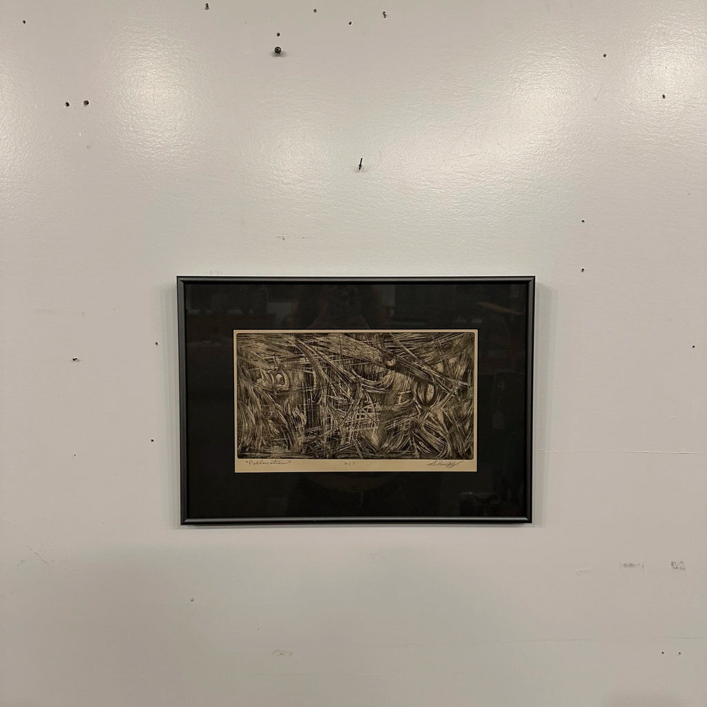 Mid 20th Century Abstract Block Print “Pollenation” by H Norman Schnepf 2/7