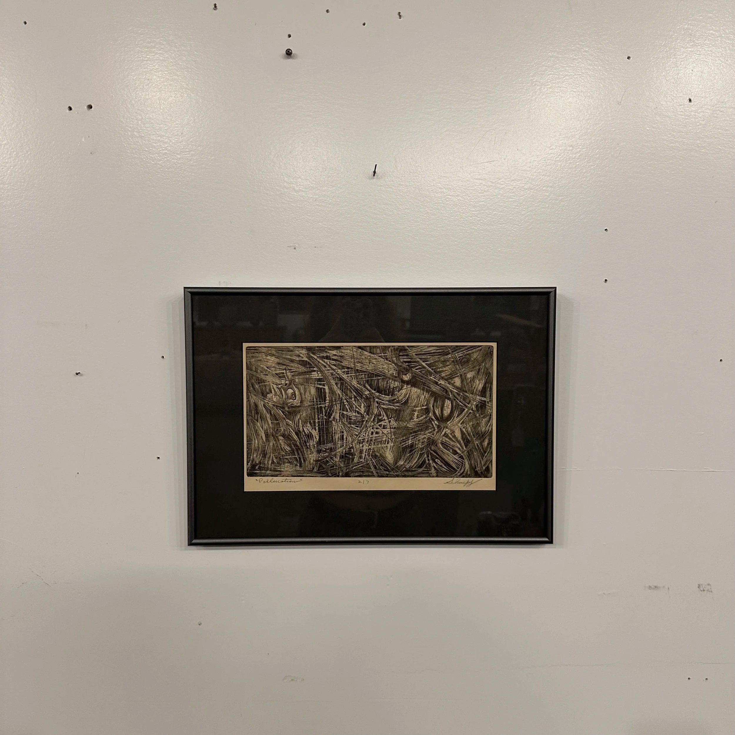 Mid 20th Century Abstract Block Print “Pollenation” by H Norman Schnepf 2/7