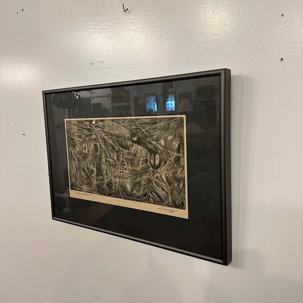 Mid 20th Century Abstract Block Print “Pollenation” by H Norman Schnepf 2/7