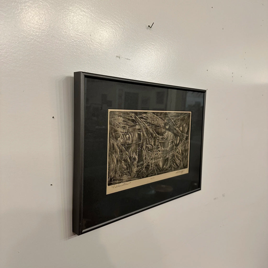 Mid 20th Century Abstract Block Print “Pollenation” by H Norman Schnepf 2/7
