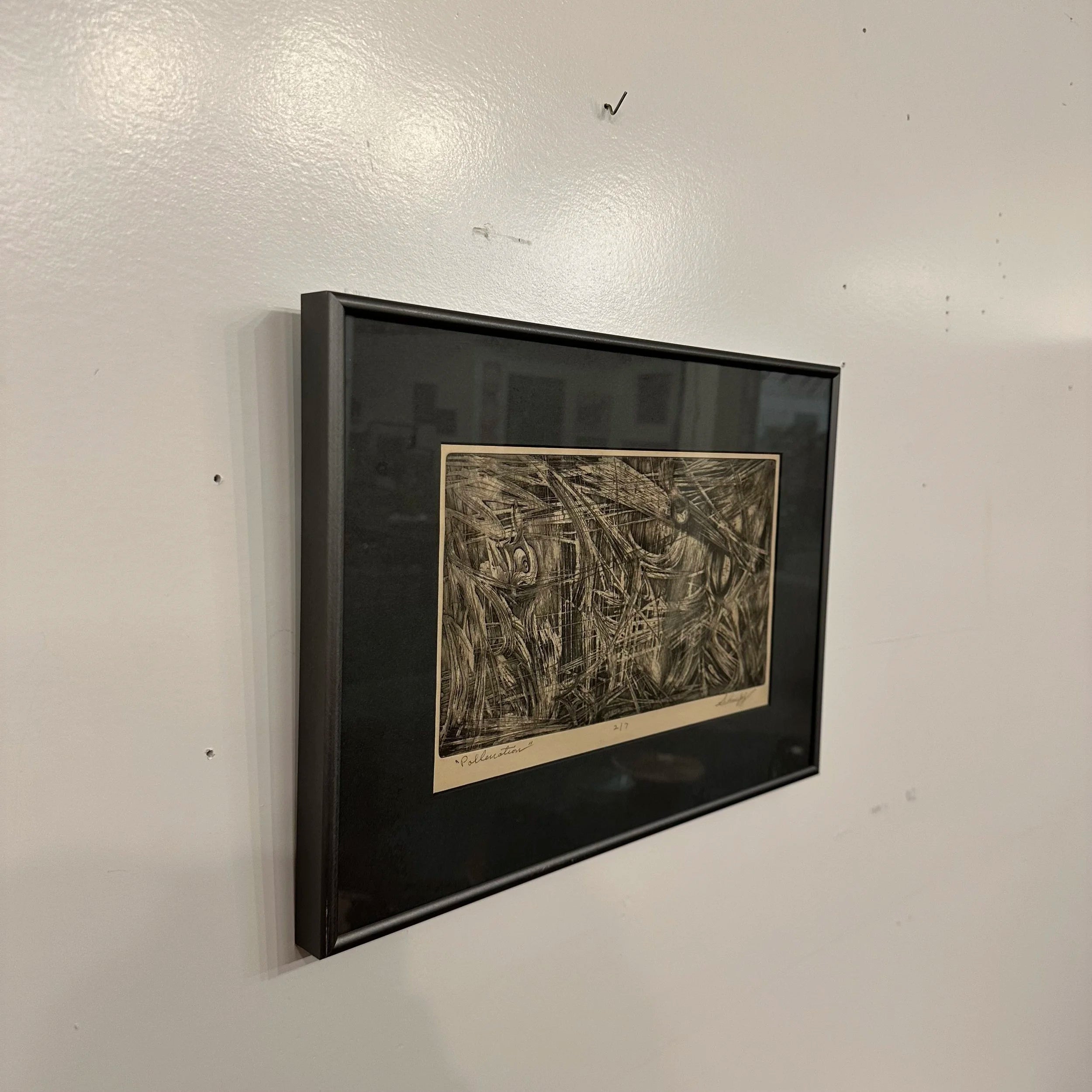 Mid 20th Century Abstract Block Print “Pollenation” by H Norman Schnepf 2/7