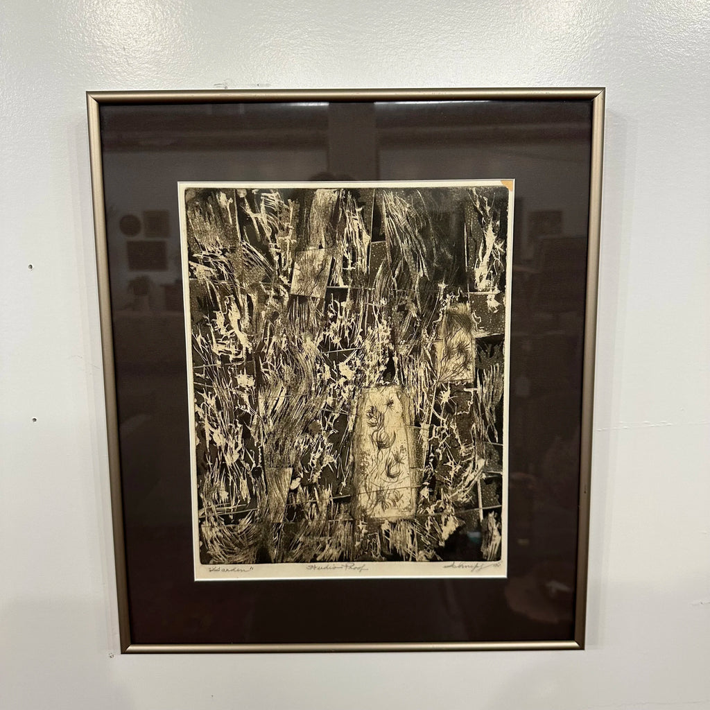 1961 Abstract Studio Proof “Garden” by H Norman Schnepf Block Print