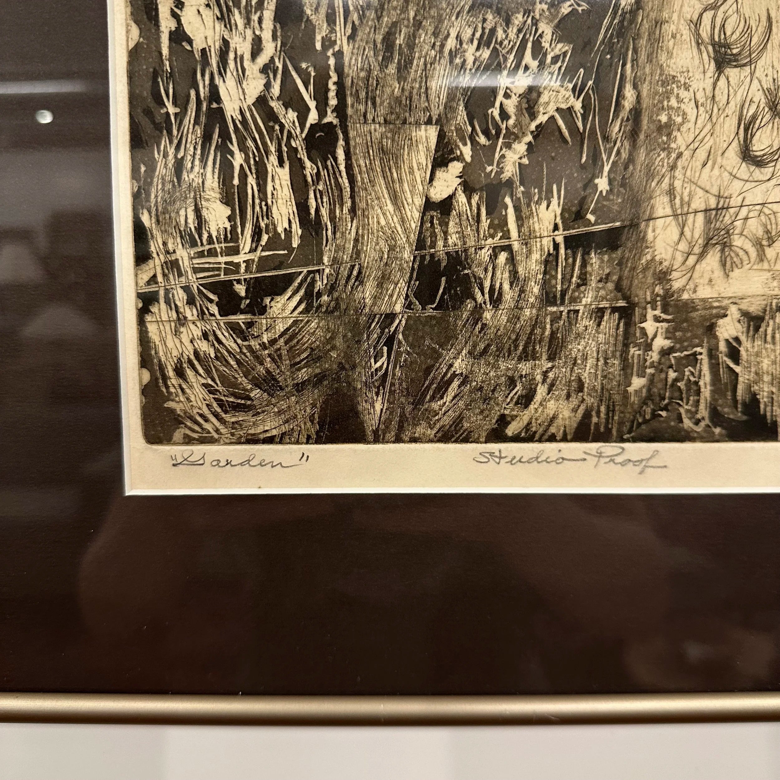 1961 Abstract Studio Proof “Garden” by H Norman Schnepf Block Print