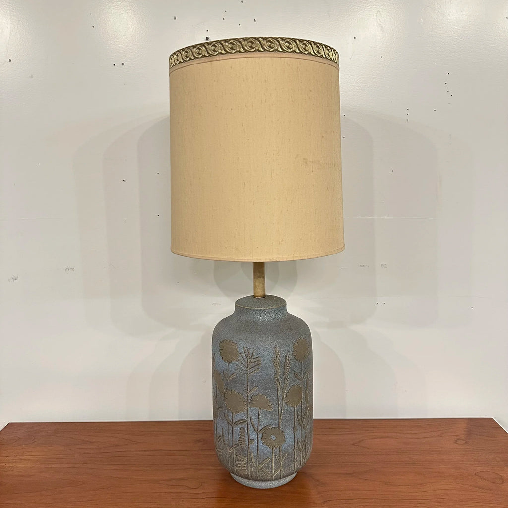 Mid 20th Century Italian Ceramic Glazed Floral Table Lamp
