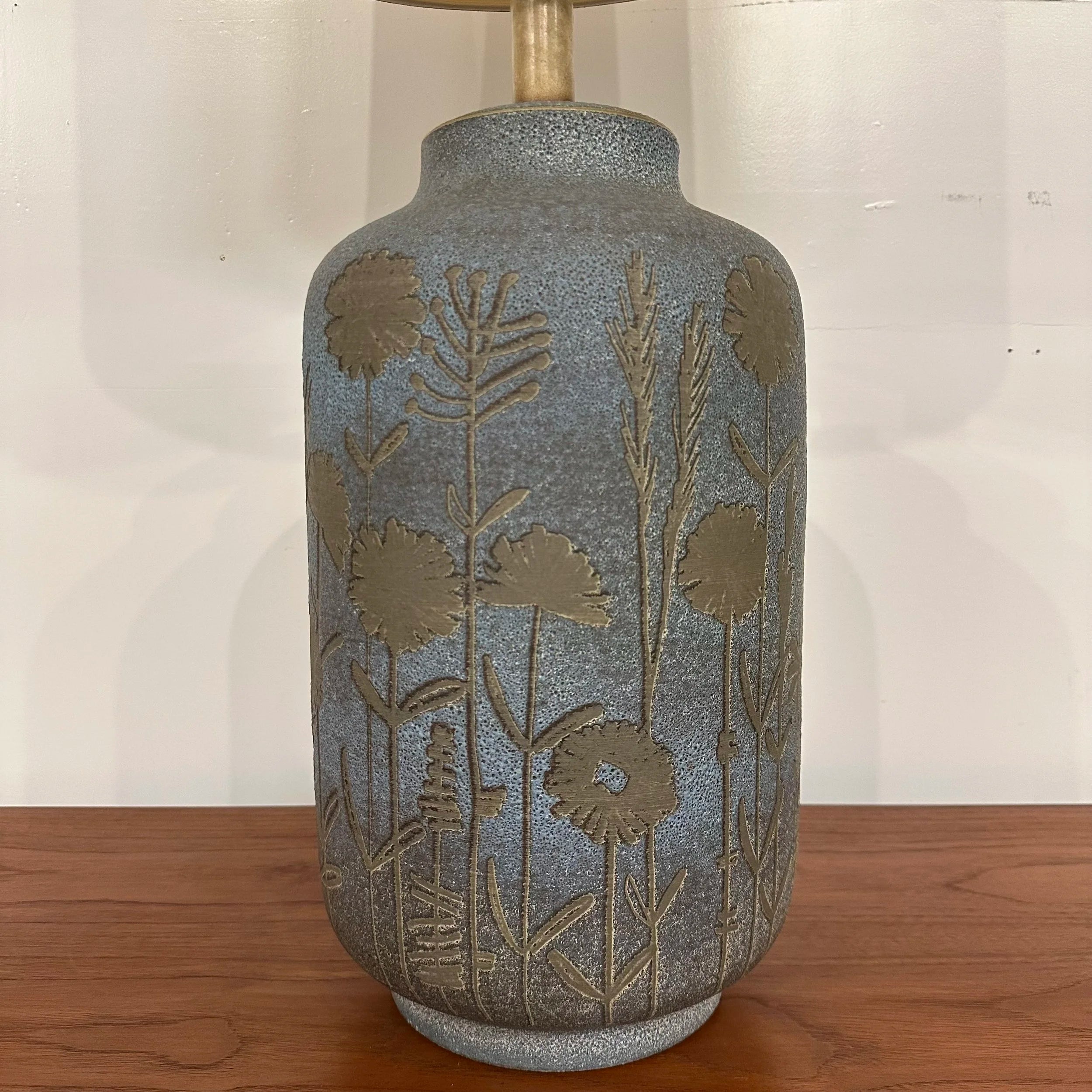 Mid 20th Century Italian Ceramic Glazed Floral Table Lamp