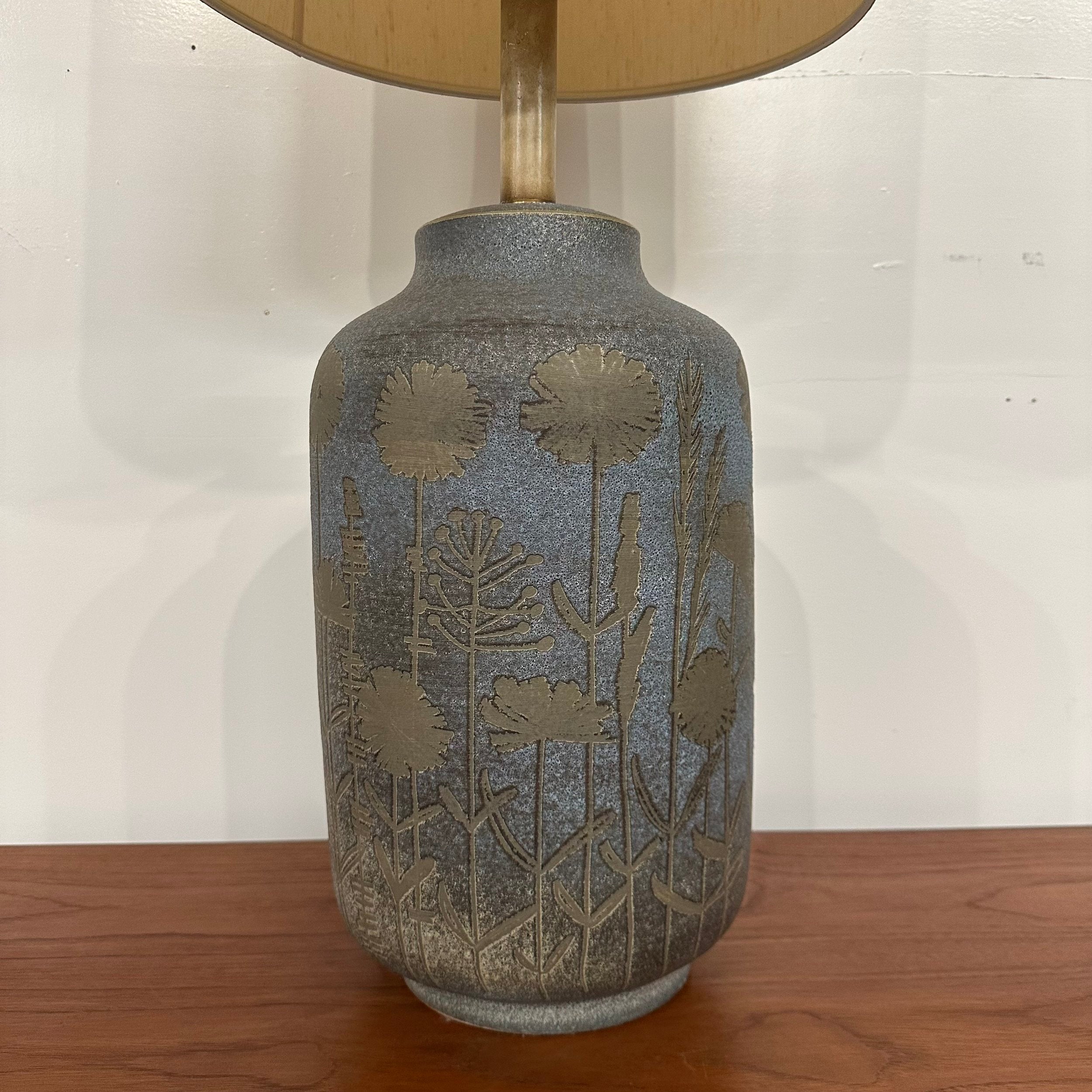 Mid 20th Century Italian Ceramic Glazed Floral Table Lamp