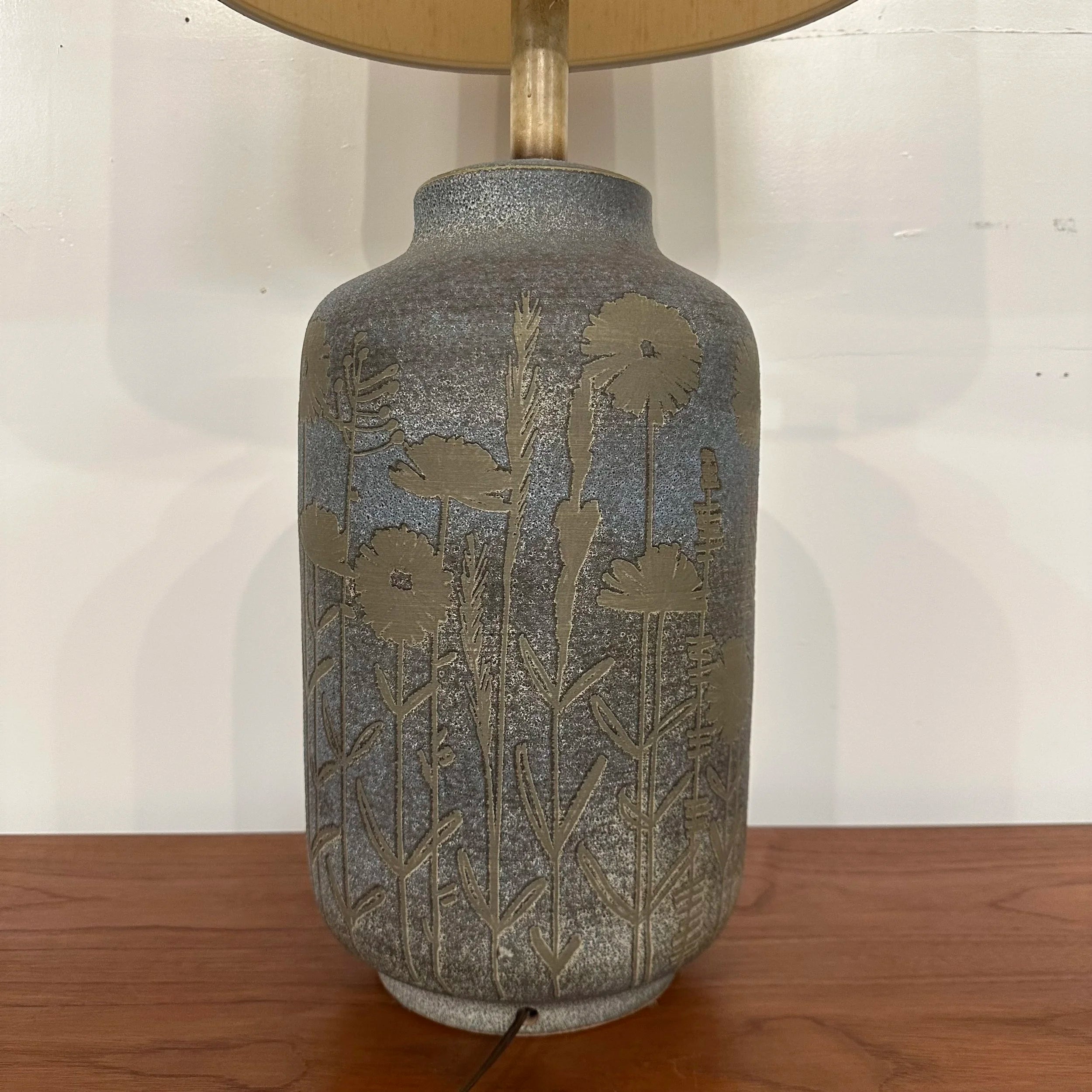 Mid 20th Century Italian Ceramic Glazed Floral Table Lamp