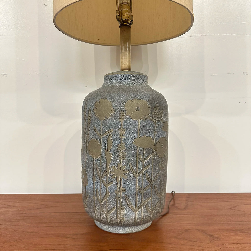 Mid 20th Century Italian Ceramic Glazed Floral Table Lamp