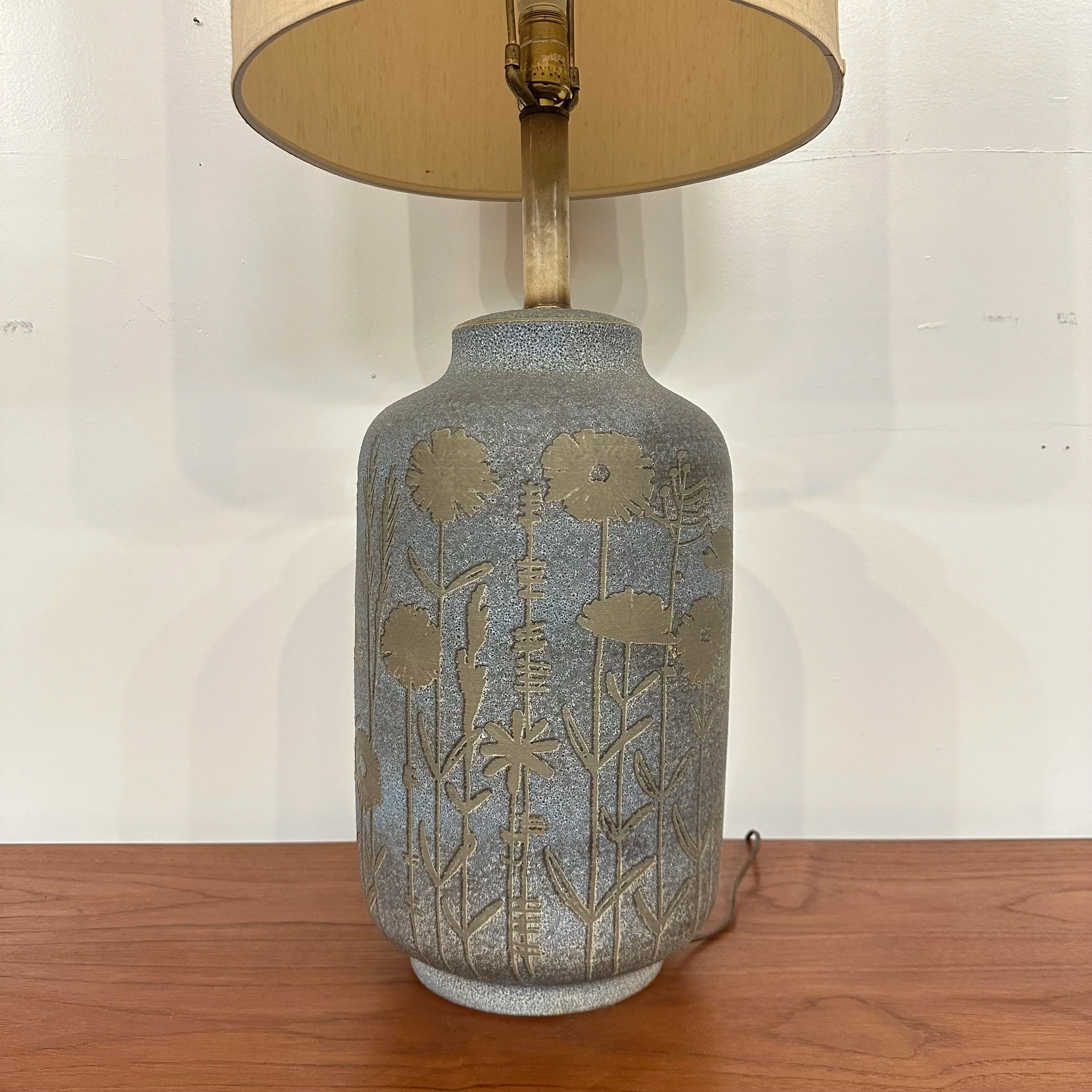 Mid 20th Century Italian Ceramic Glazed Floral Table Lamp