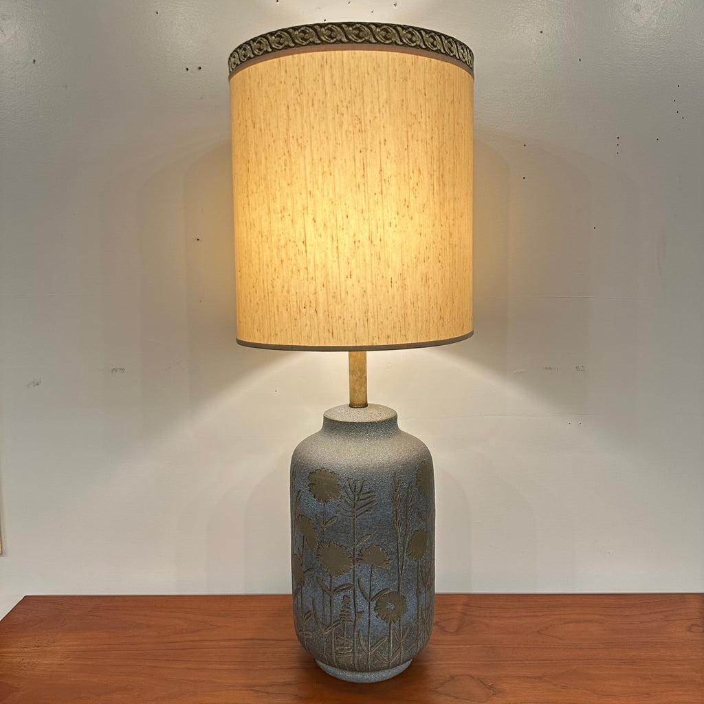 Mid 20th Century Italian Ceramic Glazed Floral Table Lamp