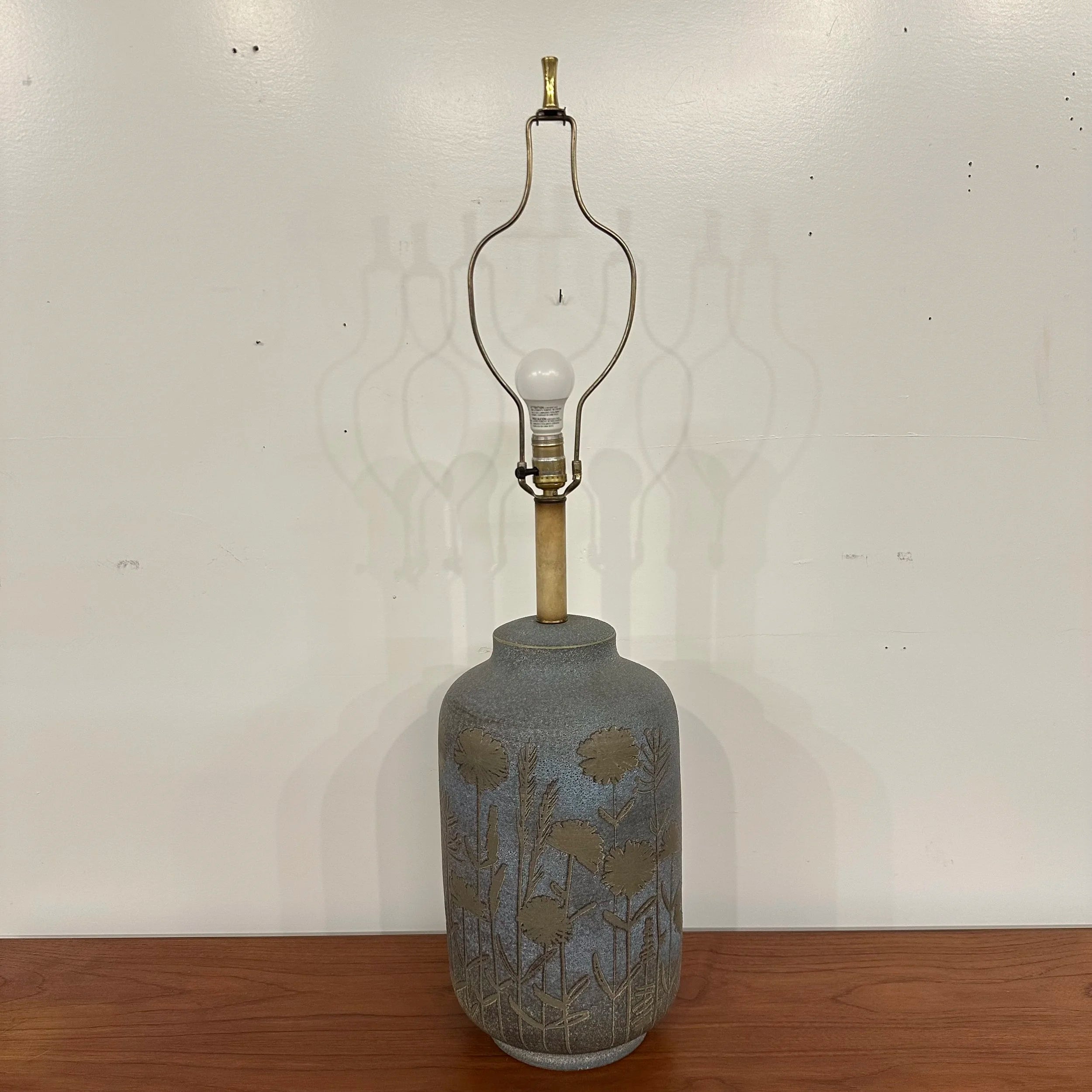 Mid 20th Century Italian Ceramic Glazed Floral Table Lamp