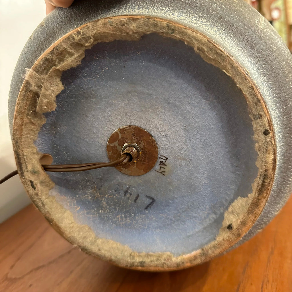 Mid 20th Century Italian Ceramic Glazed Floral Table Lamp