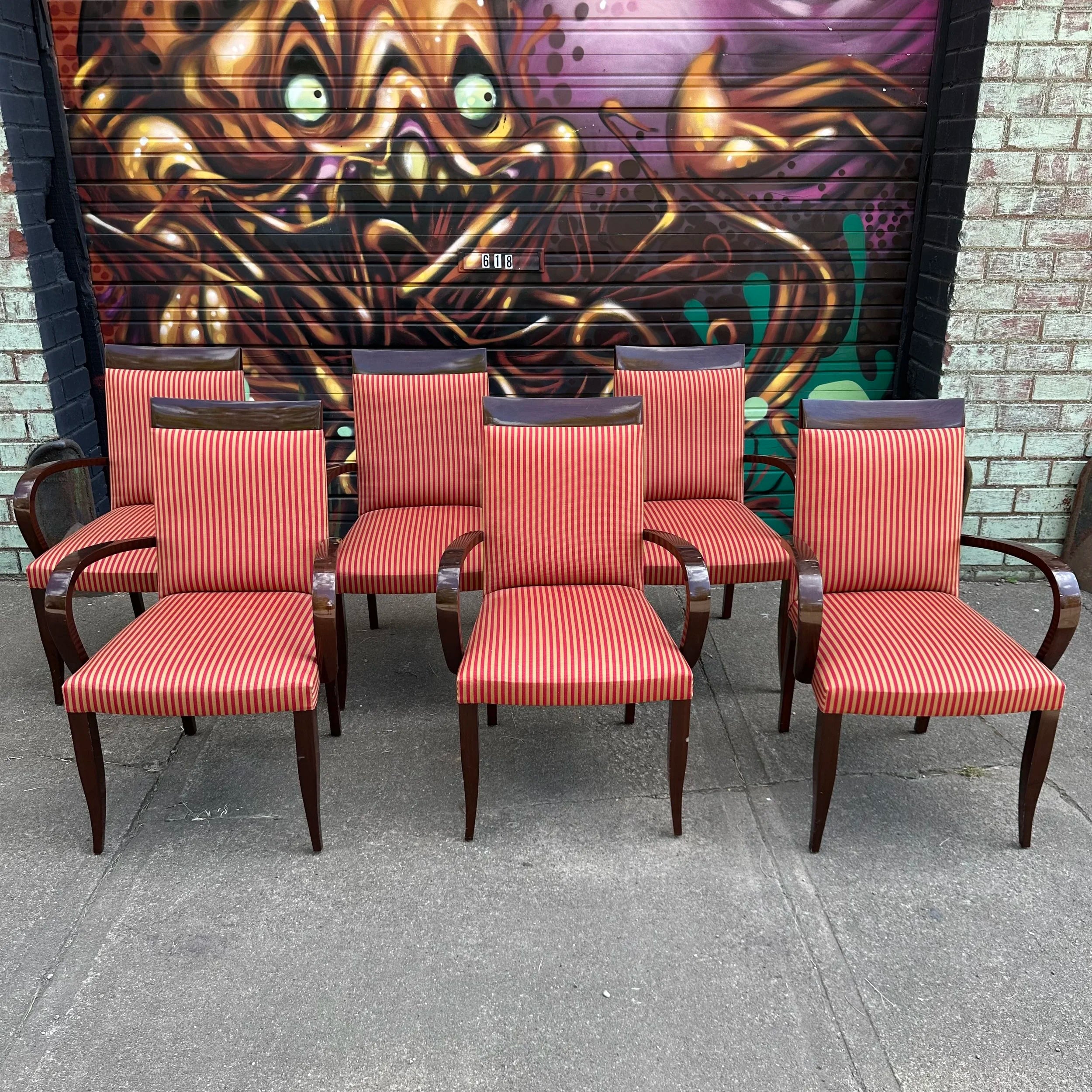 Set of 6 Dakota Jackson PFM Royale Arm Dining Chairs