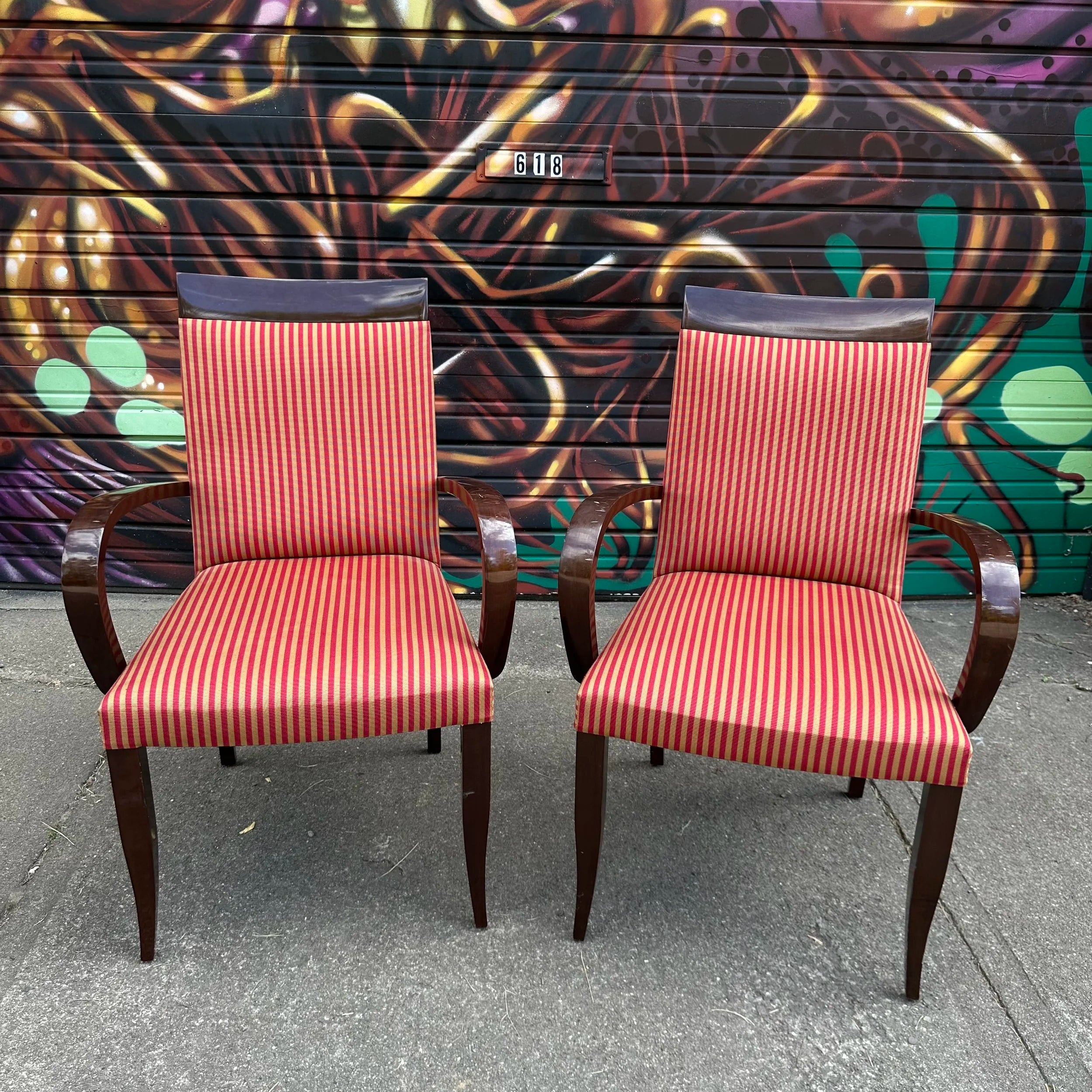 Set of 6 Dakota Jackson PFM Royale Arm Dining Chairs