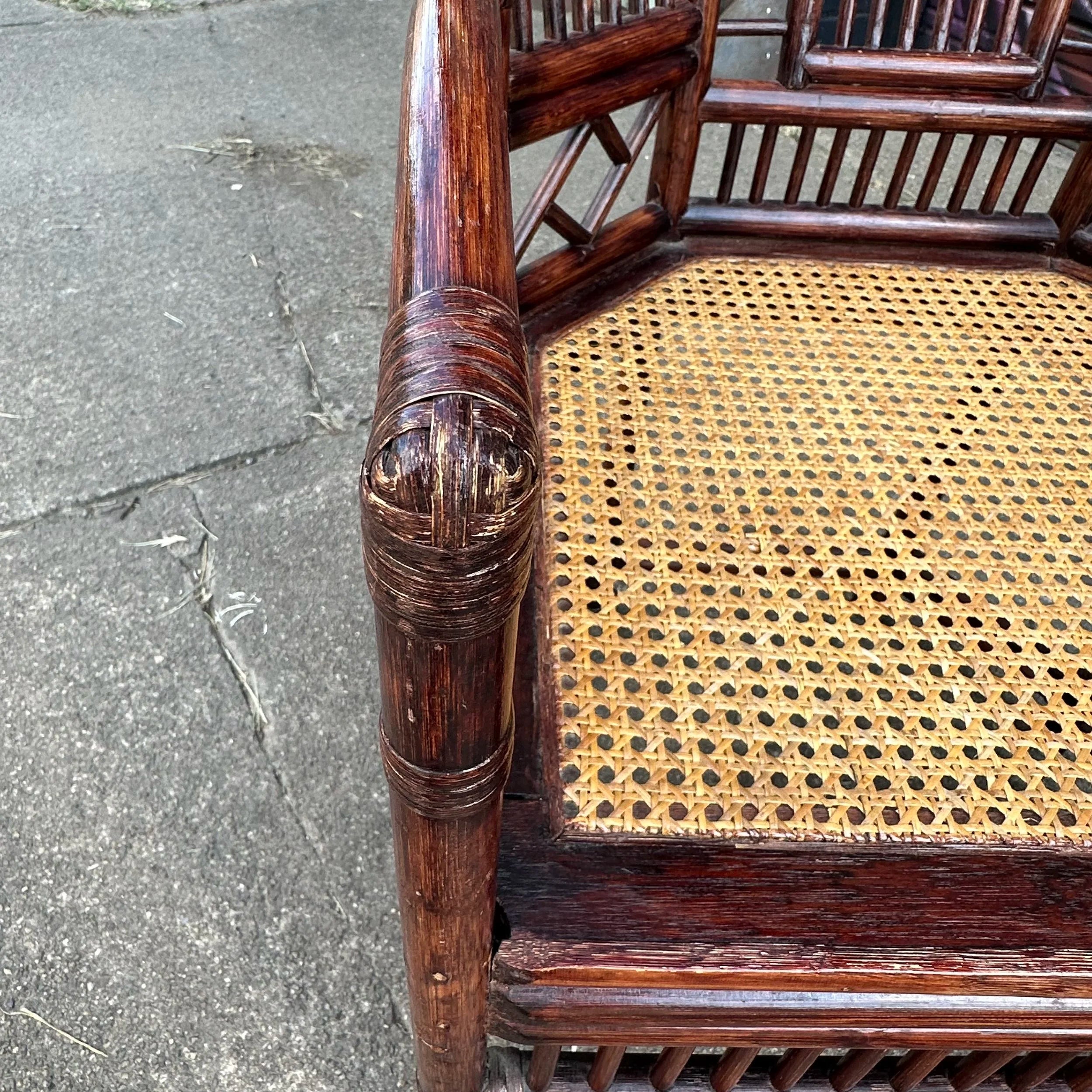 Pair of Brighton Pavilion Fretwork Bamboo Lounge Arm Chairs