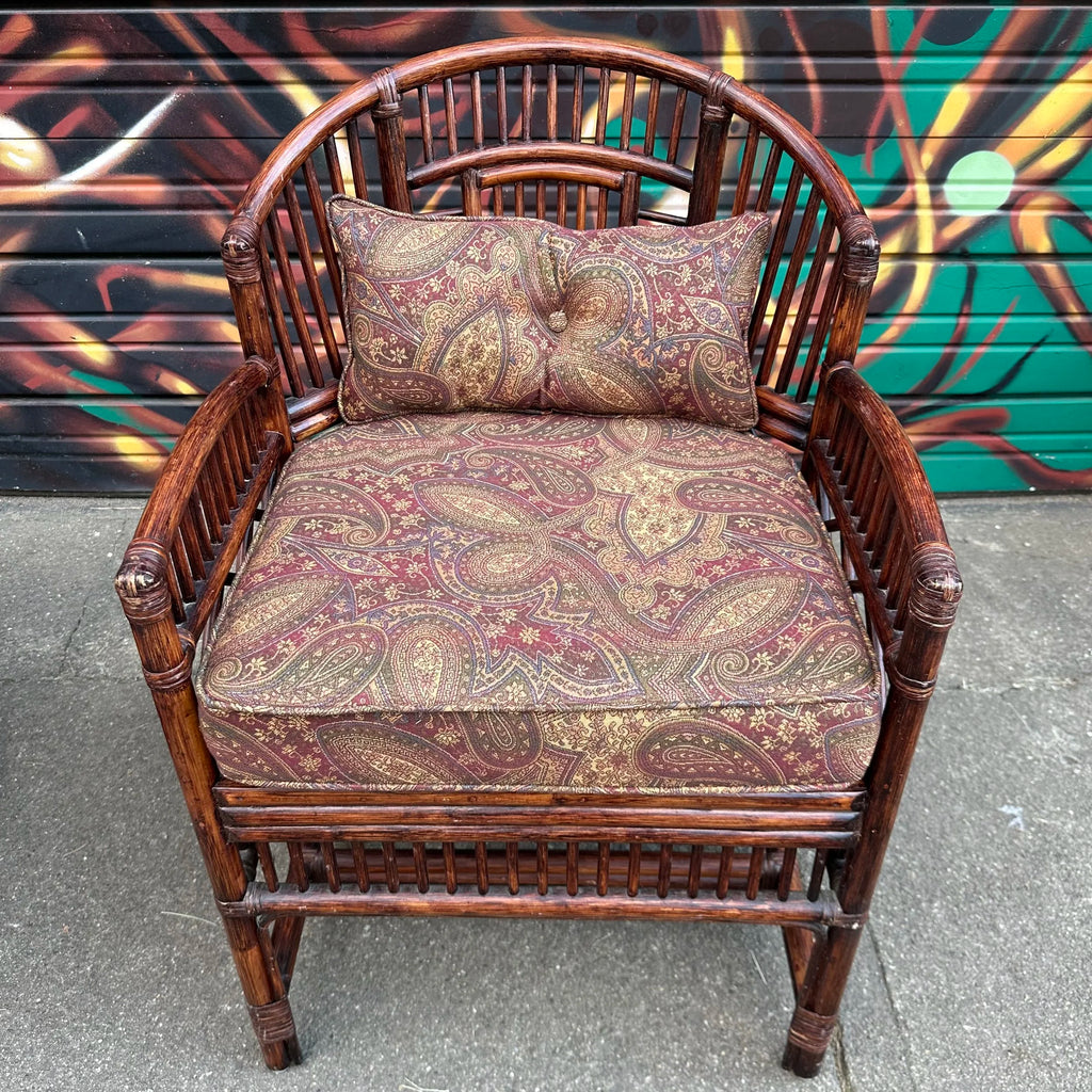 Pair of Brighton Pavilion Fretwork Bamboo Lounge Arm Chairs