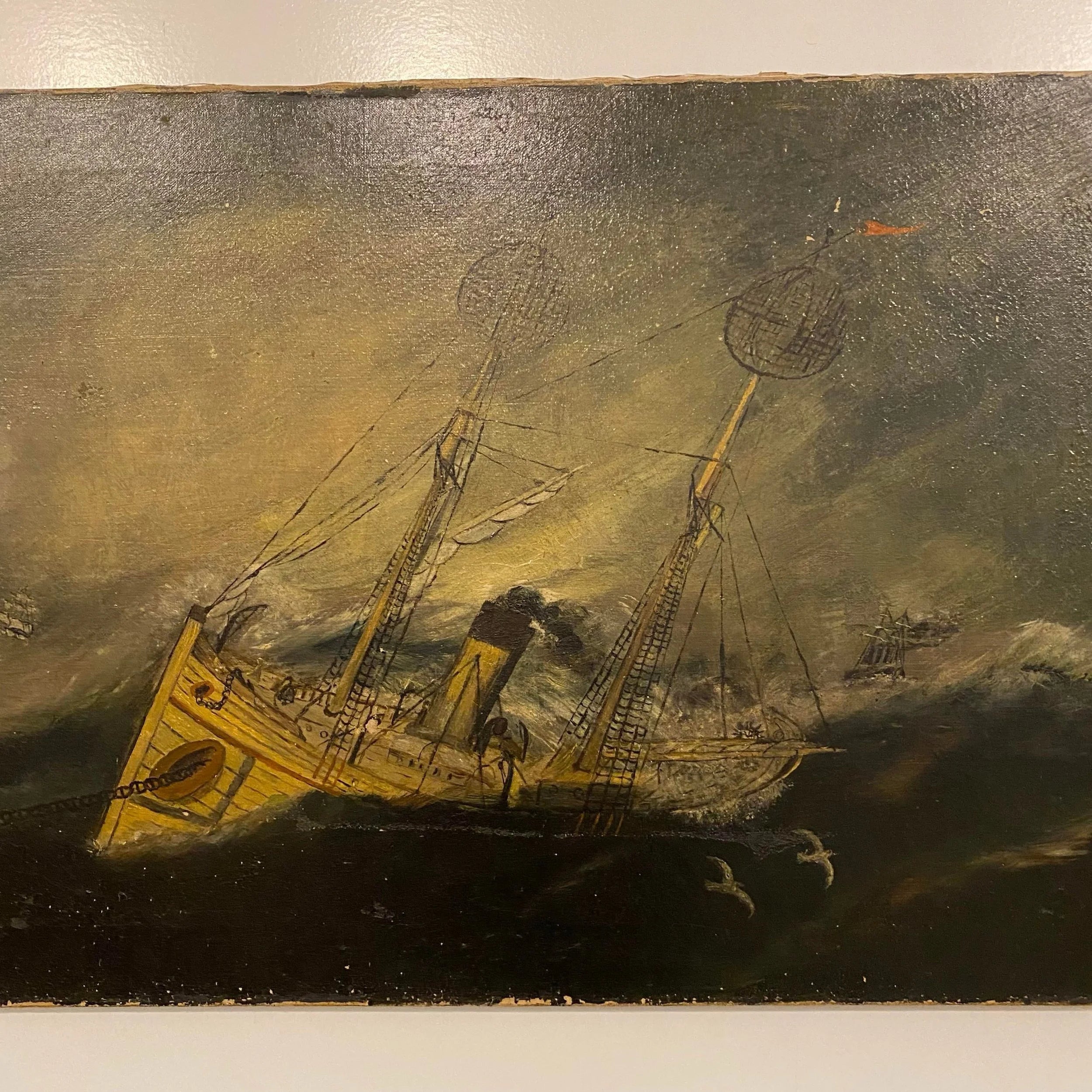"Sail in the Night" Oil Painting on Canvas Signed Jas B. Scott