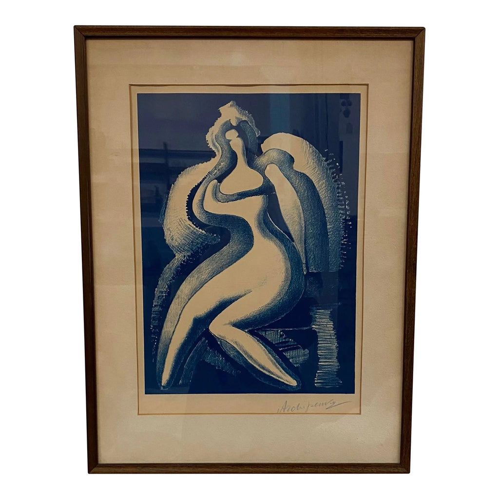 Mid 20th Century Coquette Print by Alexander Archipenko Blue and White