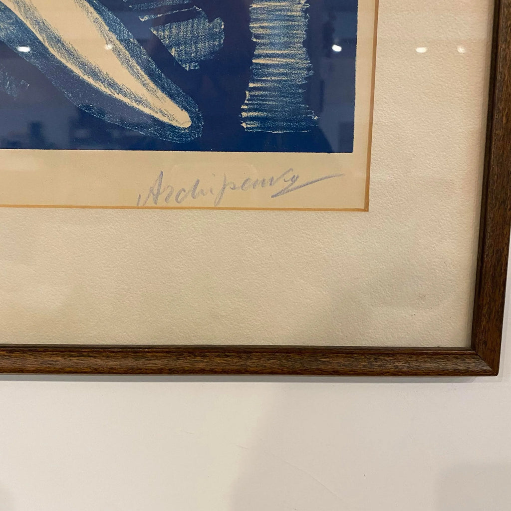 Mid 20th Century Coquette Print by Alexander Archipenko Blue and White
