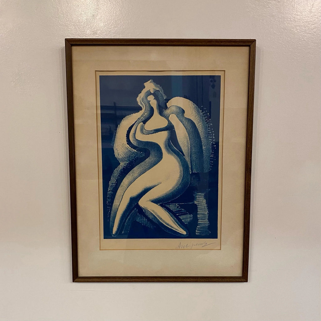Mid 20th Century Coquette Print by Alexander Archipenko Blue and White