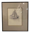 1960s Minimalist Abstract Line Pen Drawing by Ina Takashima, Framed