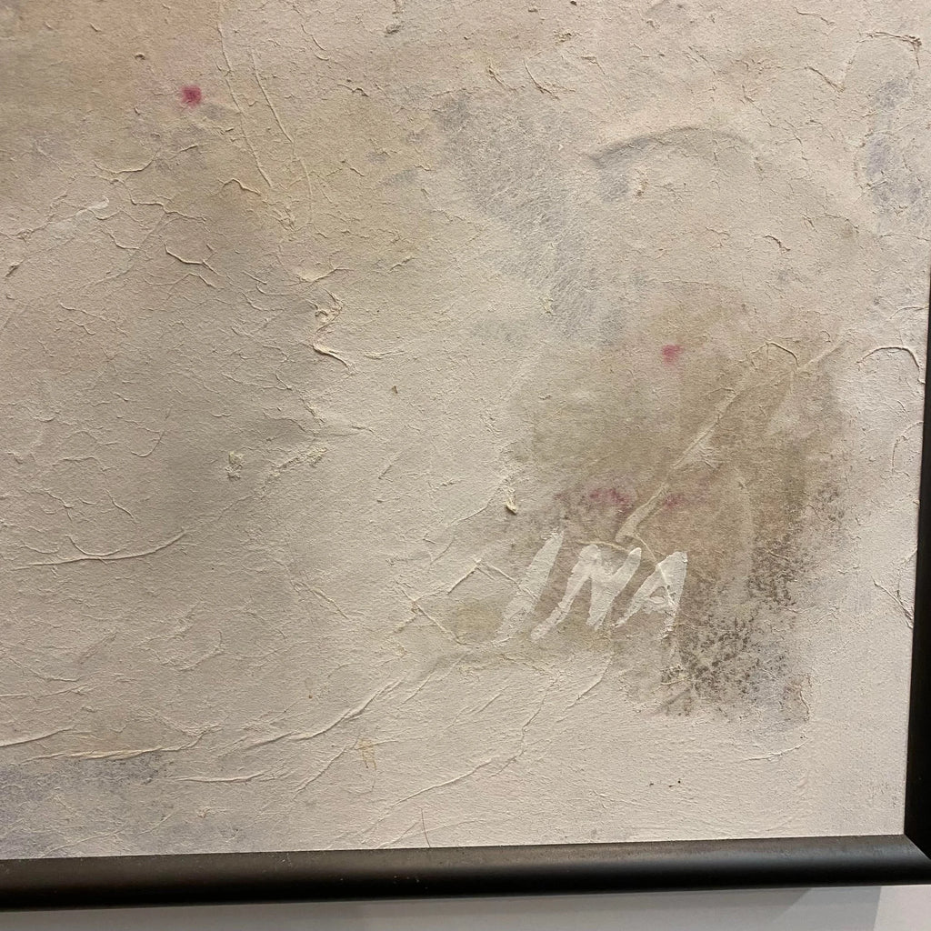 Late 20th Century Postmodern Mountain Landscape Mixed-Media Painting by Ina Takashima, Framed