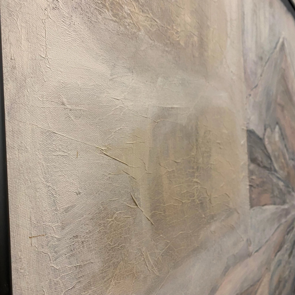 Late 20th Century Postmodern Mountain Landscape Mixed-Media Painting by Ina Takashima, Framed