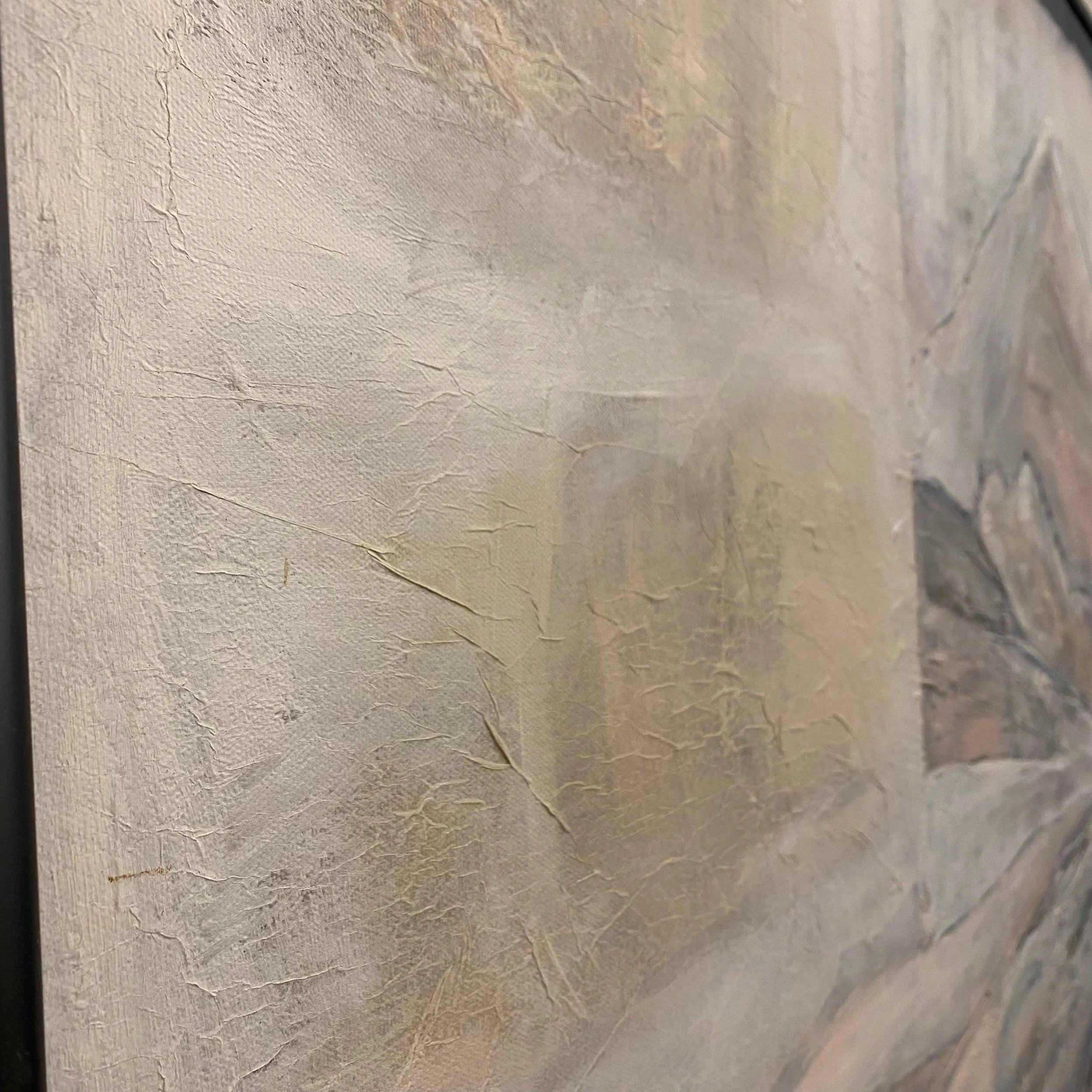 Late 20th Century Postmodern Mountain Landscape Mixed-Media Painting by Ina Takashima, Framed