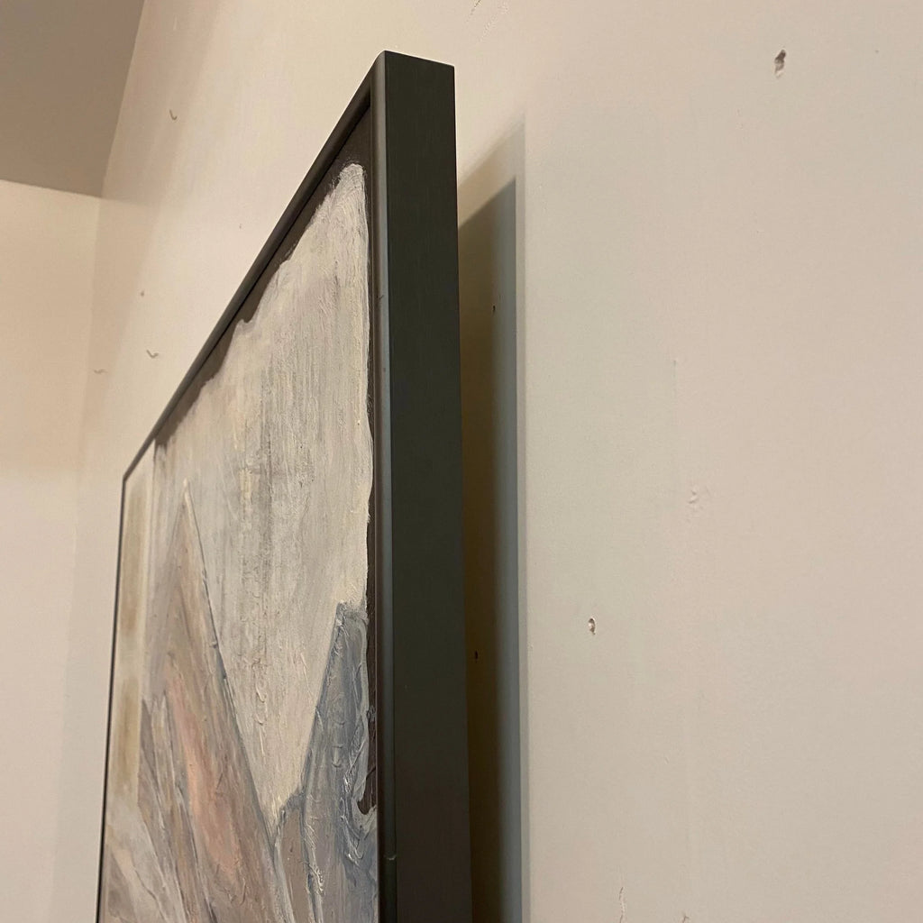 Late 20th Century Postmodern Mountain Landscape Mixed-Media Painting by Ina Takashima, Framed