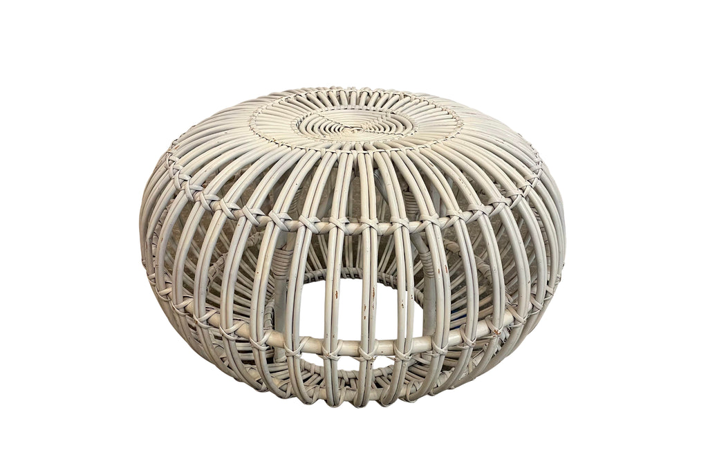 Mid Century Modern Franco Albini Rattan Pouf Ottoman