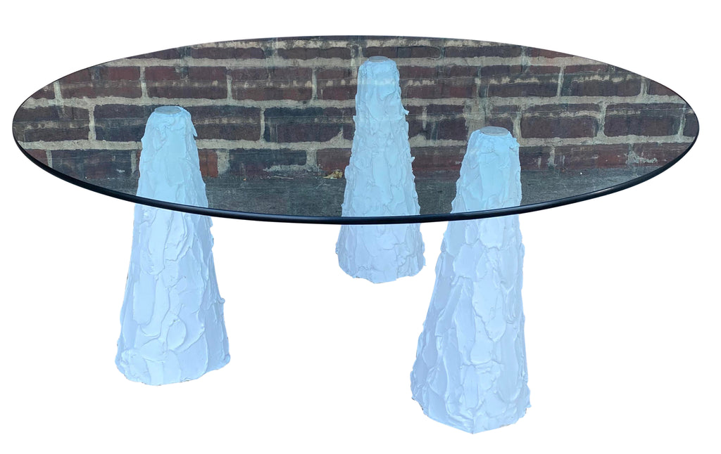 1980s Plaster and Glass Top Coffee Table