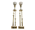 Pair of Colonial Premier Tall Brass and Marble Candelabra Style Table Lamps