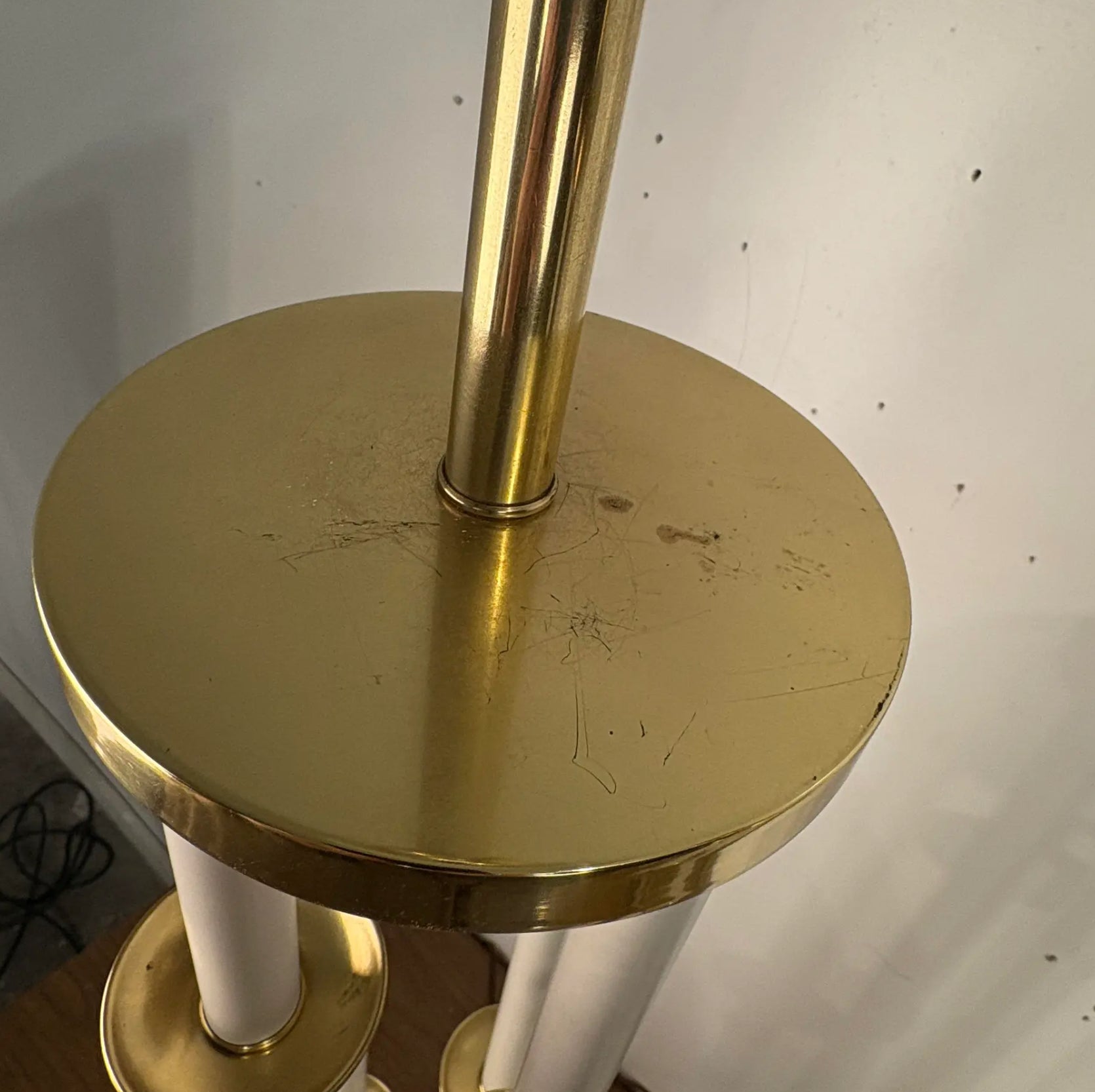 Pair of Colonial Premier Tall Brass and Marble Candelabra Style Table Lamps